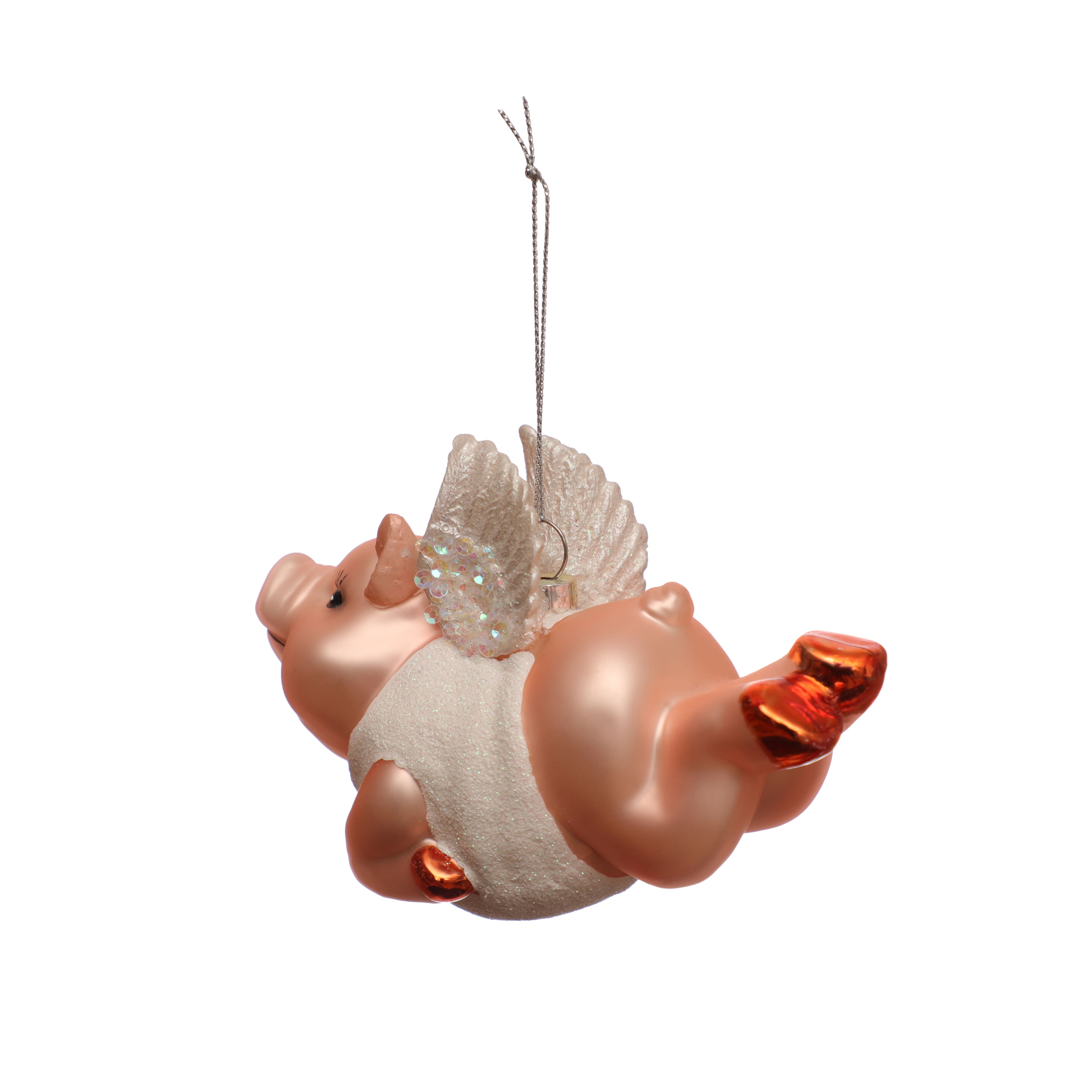 4.5&#x22; Pink Flying Pig Glass Ornament by Ashland&#xAE;