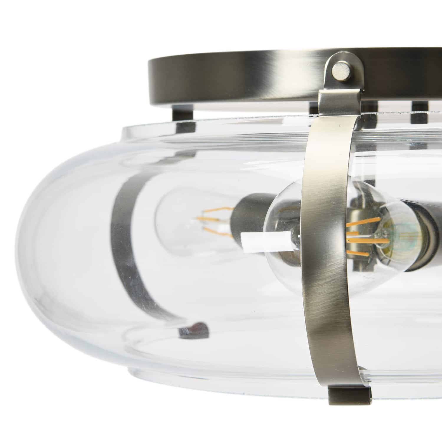 Hello Honey® Robert Stevenson Lighting Alston 16" Antique Nickel Glass & Metal Flush Mount Ceiling Light