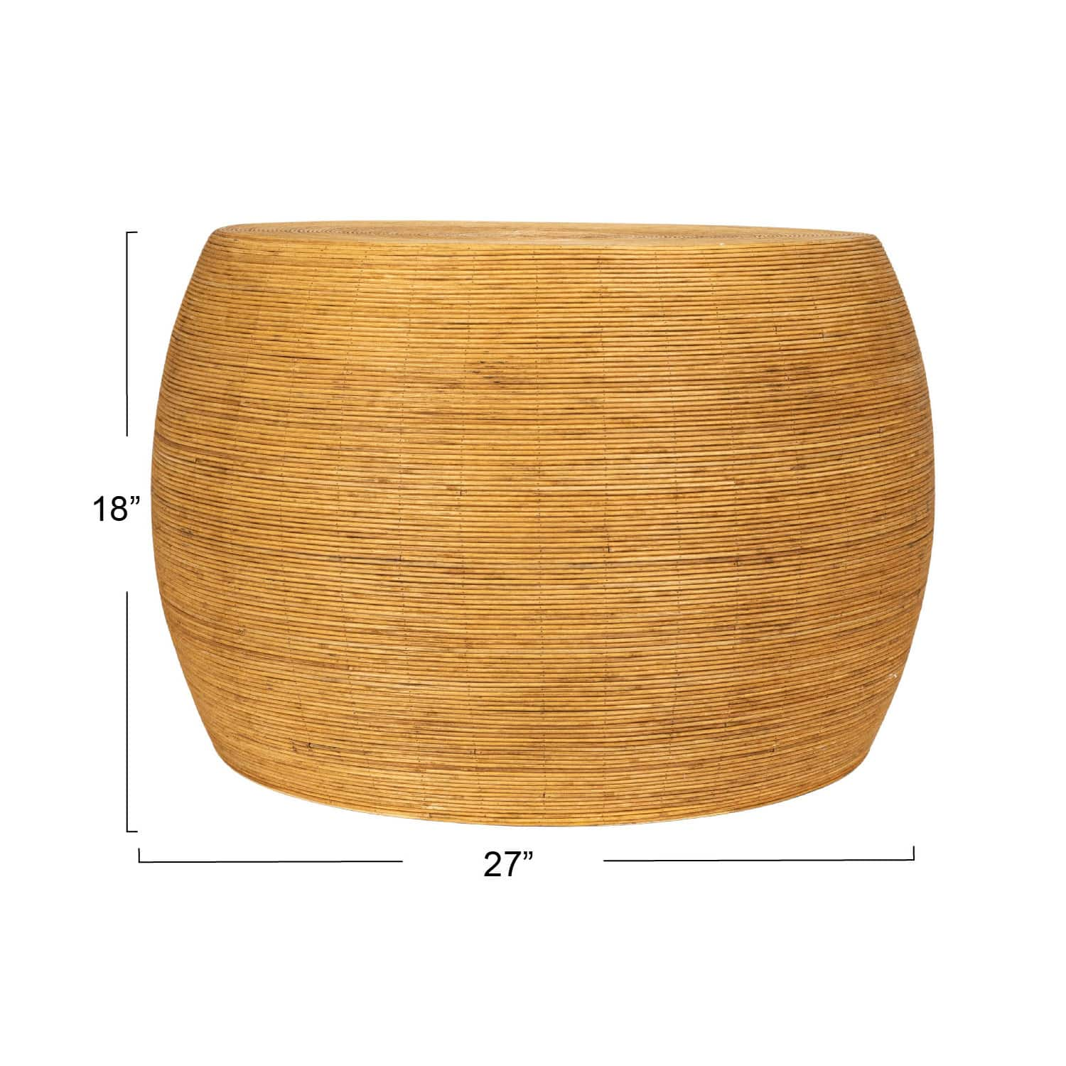 18&#x22; Natural Wide Rattan Round Accent Table