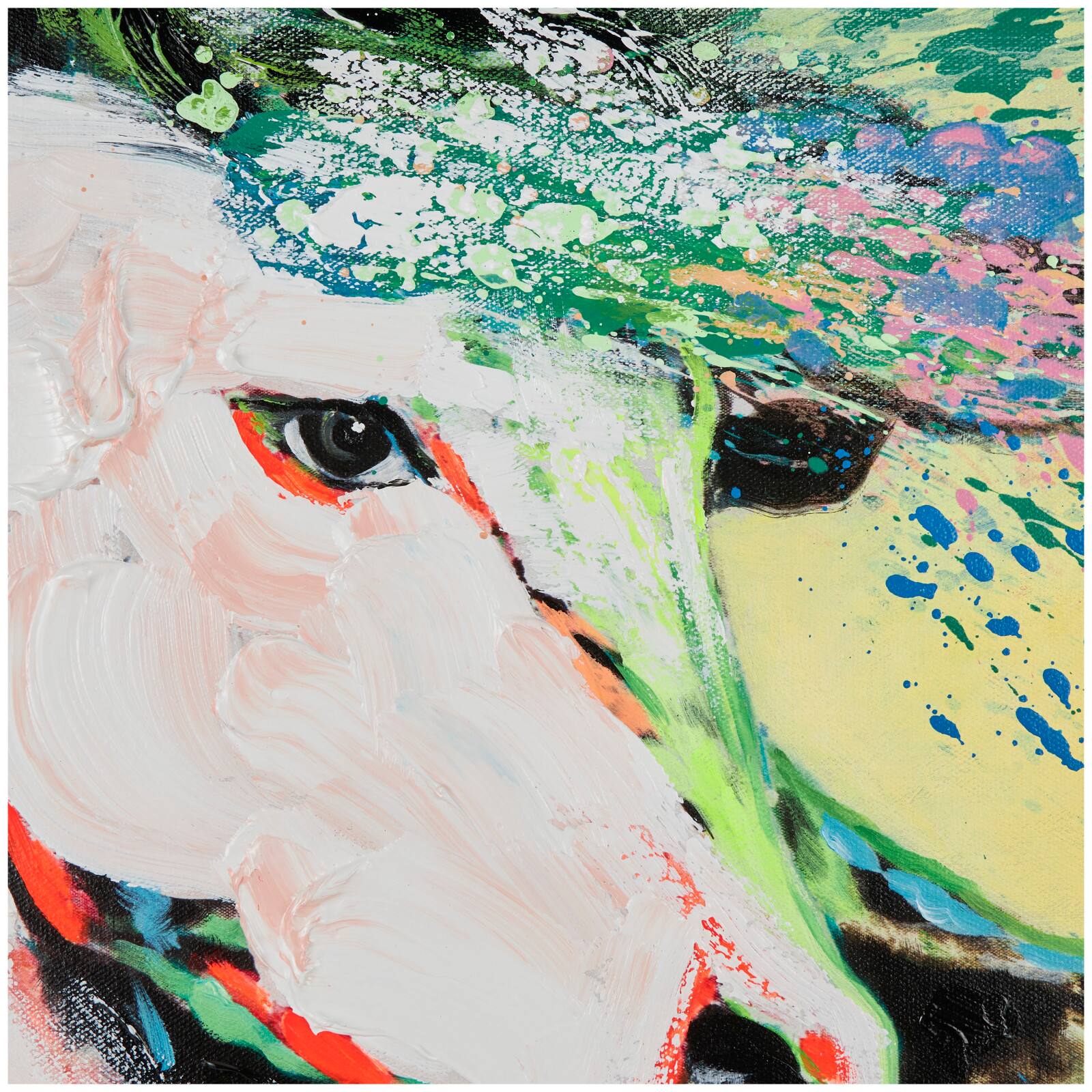 Multicolor Horse Abstract Paint Splatter Framed Canvas Wall Art