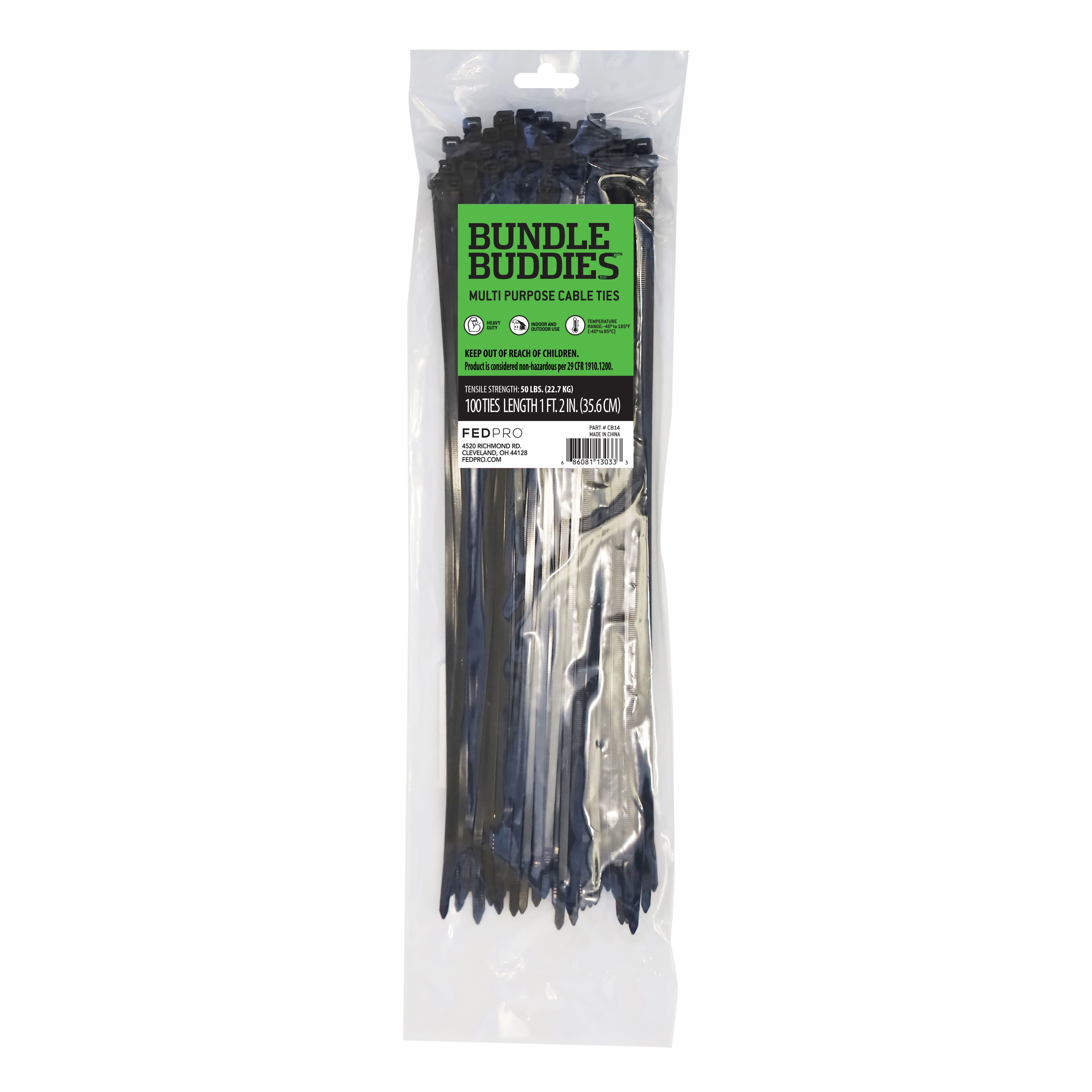 Bundle Buddies&#x2122; 14&#x22; Black Multi-Purpose Cable Ties, 100ct.