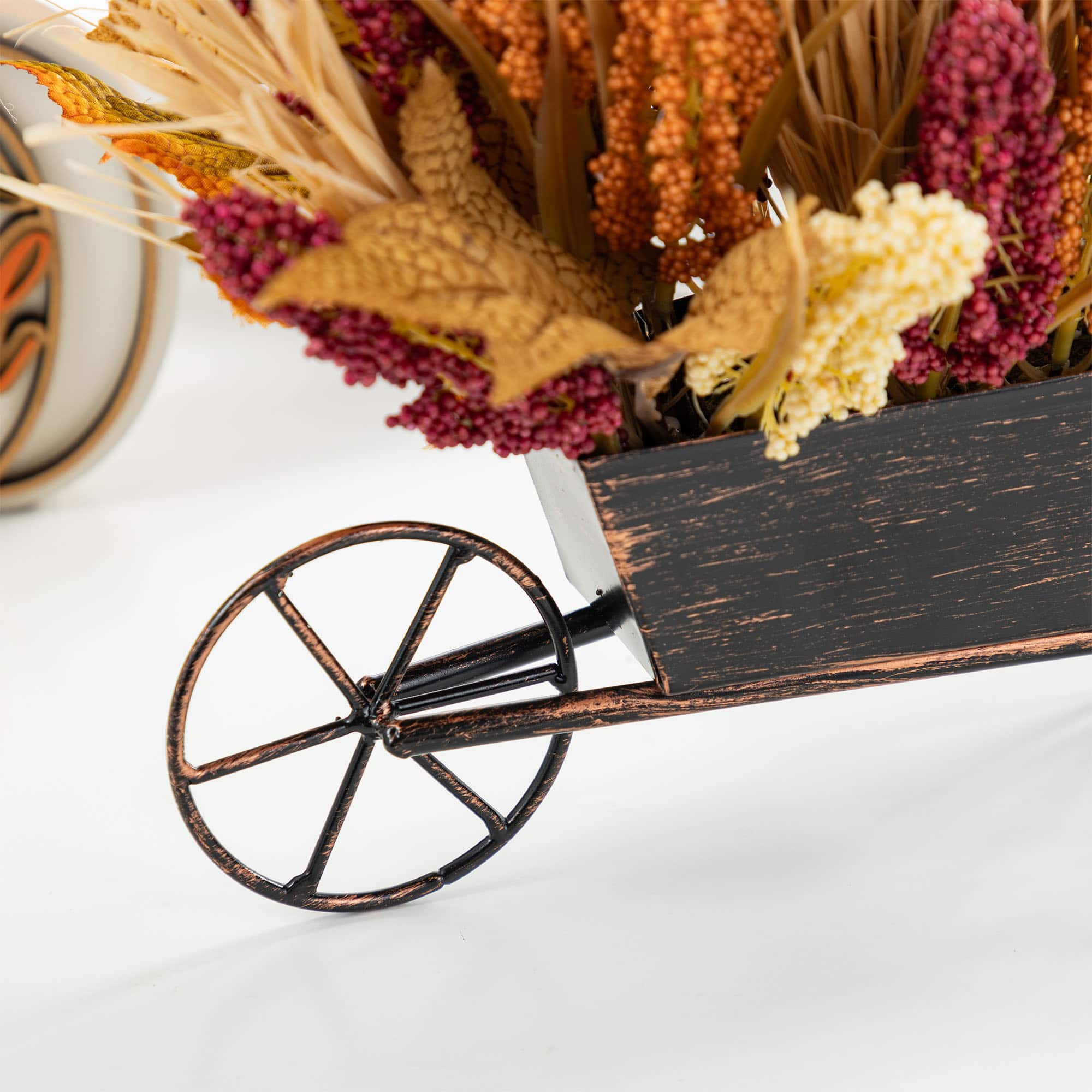 Glitzhome&#xAE; 15&#x22; Fall Multi-Colored Sorghum Cart Centerpiece