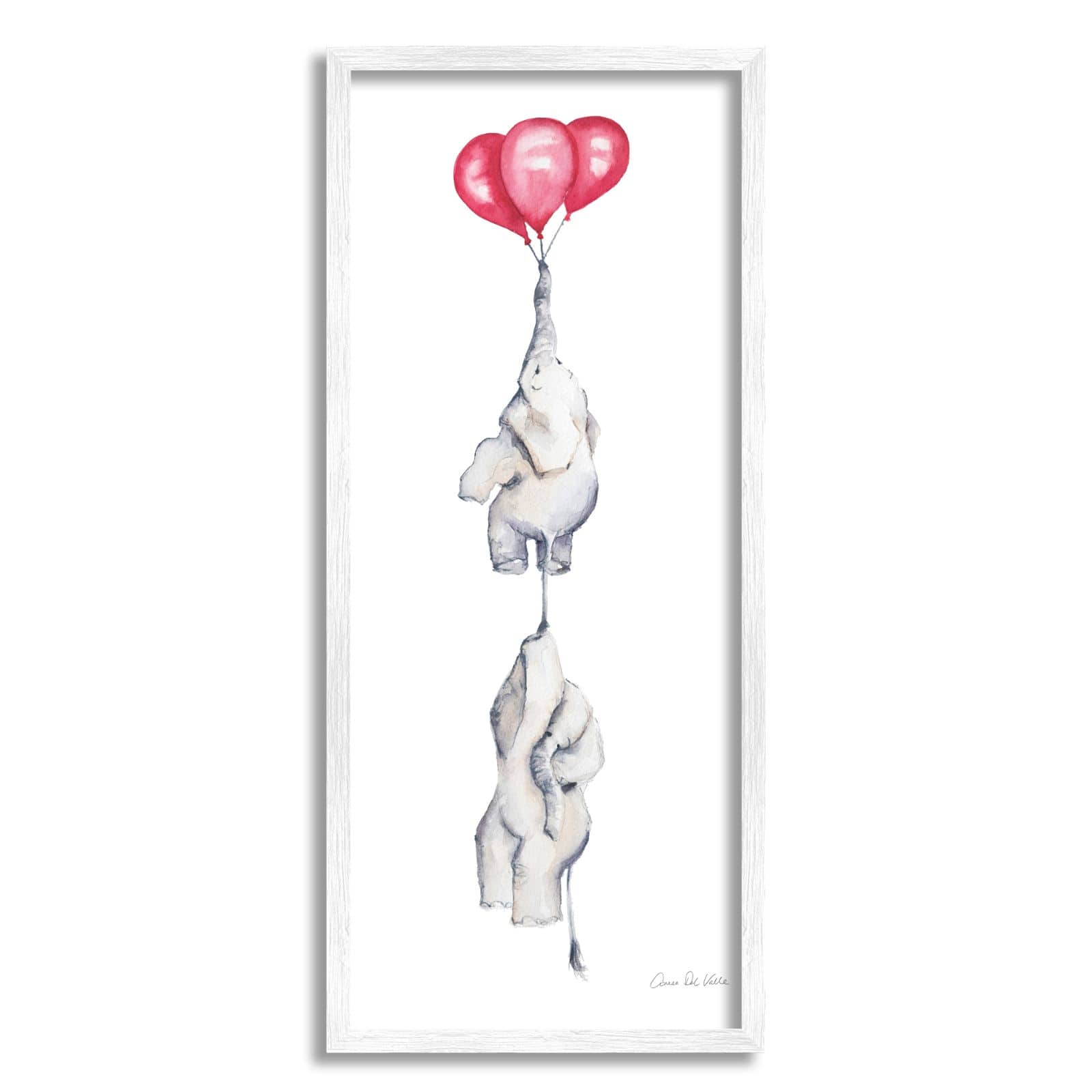 Stupell Industries Kids' Baby Elephants Flying with Floating Red Balloons Framed Wall Art
