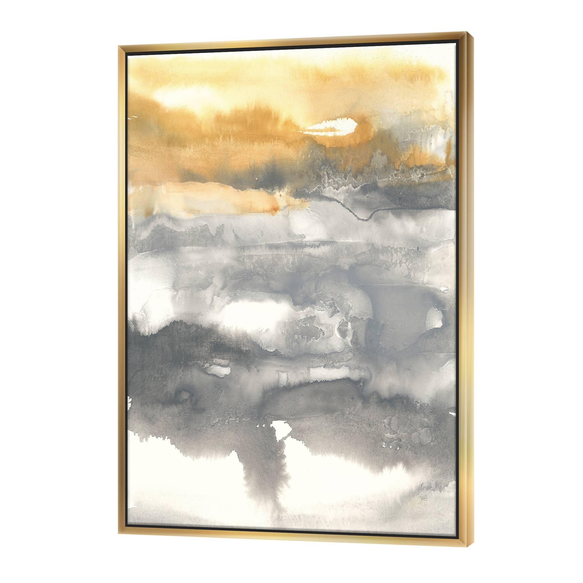 Designart - Gold Glamour Direction II - Modern & Contemporary Canvas in Gold Frame