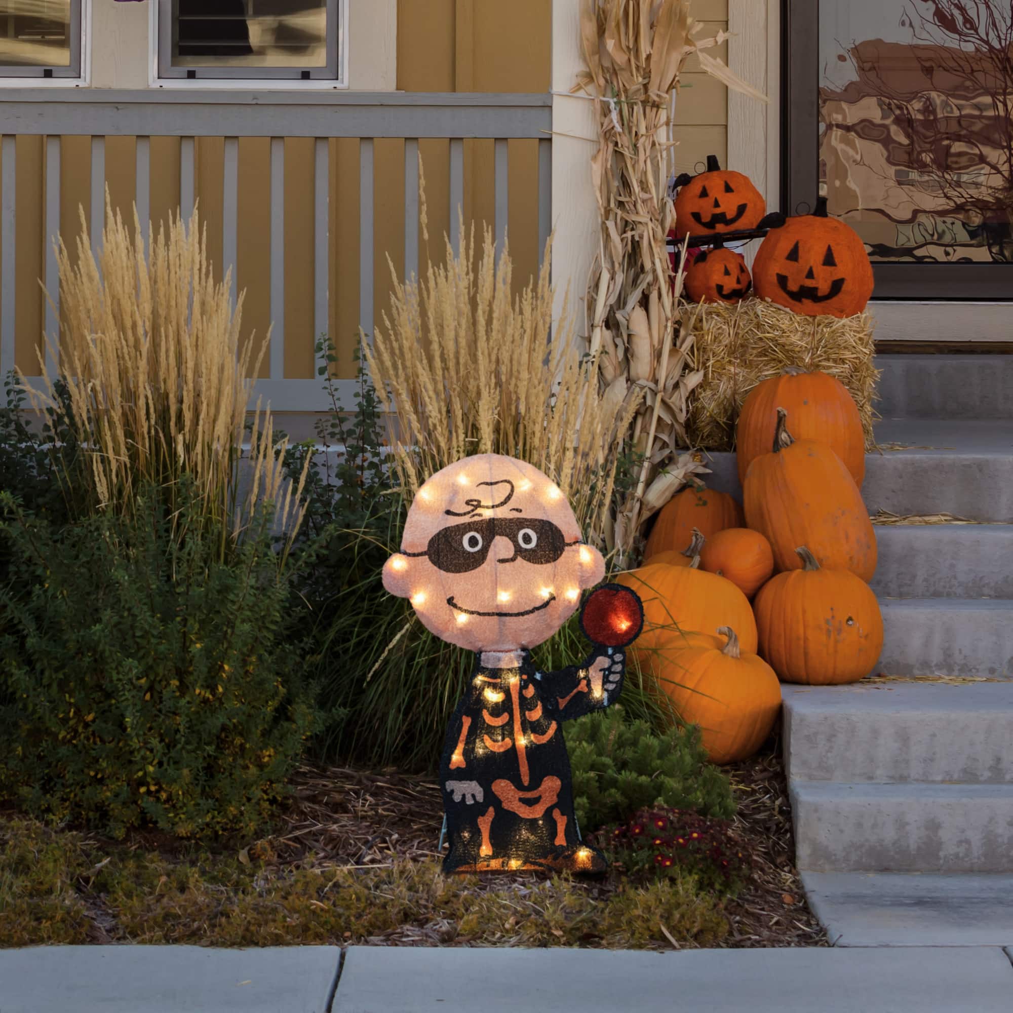 18&#x22; LED Peanuts Charlie Brown Bones Yard Art