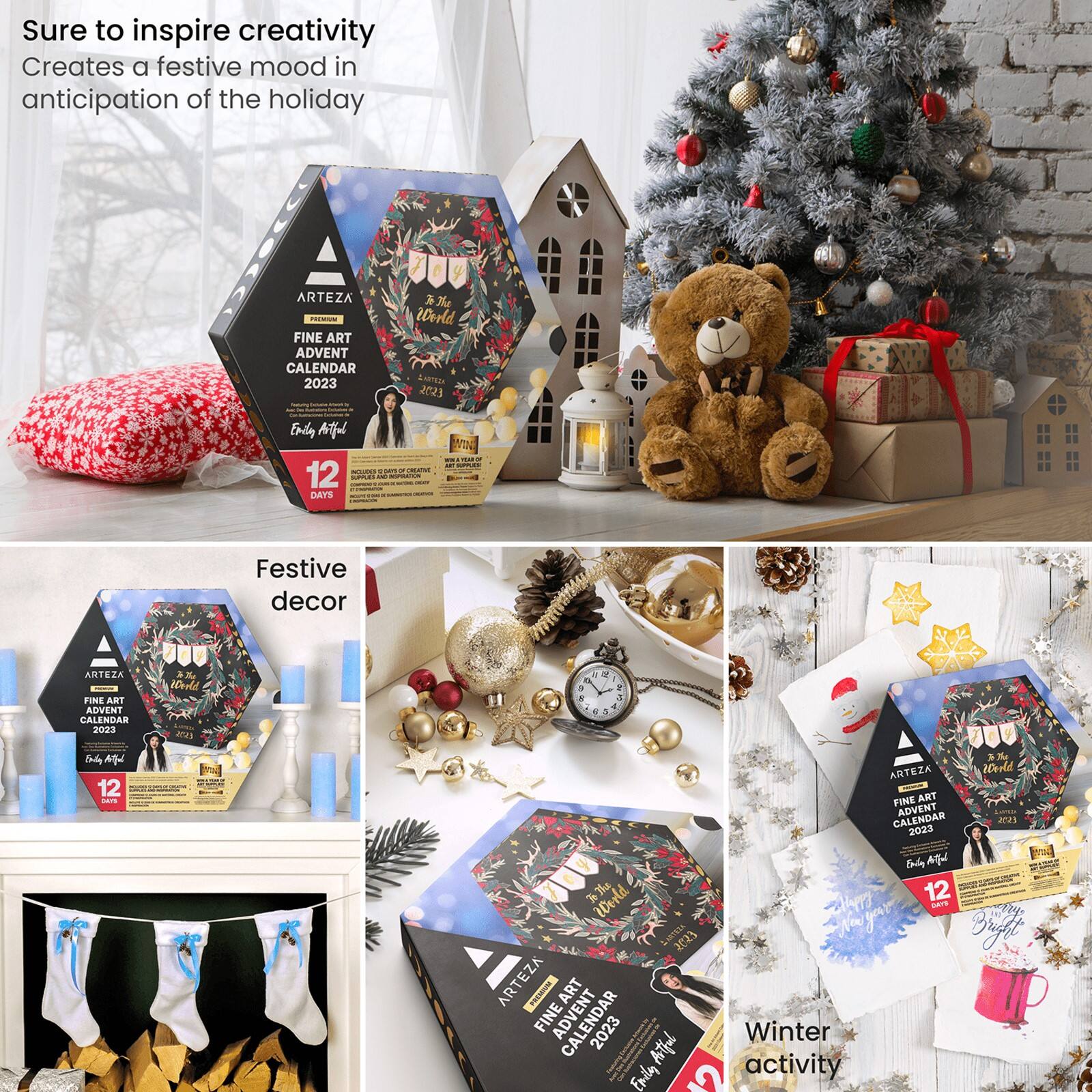 Arteza&#xAE; 12 Day Joy to the World Fine Art Christmas 2023 Advent Calendar