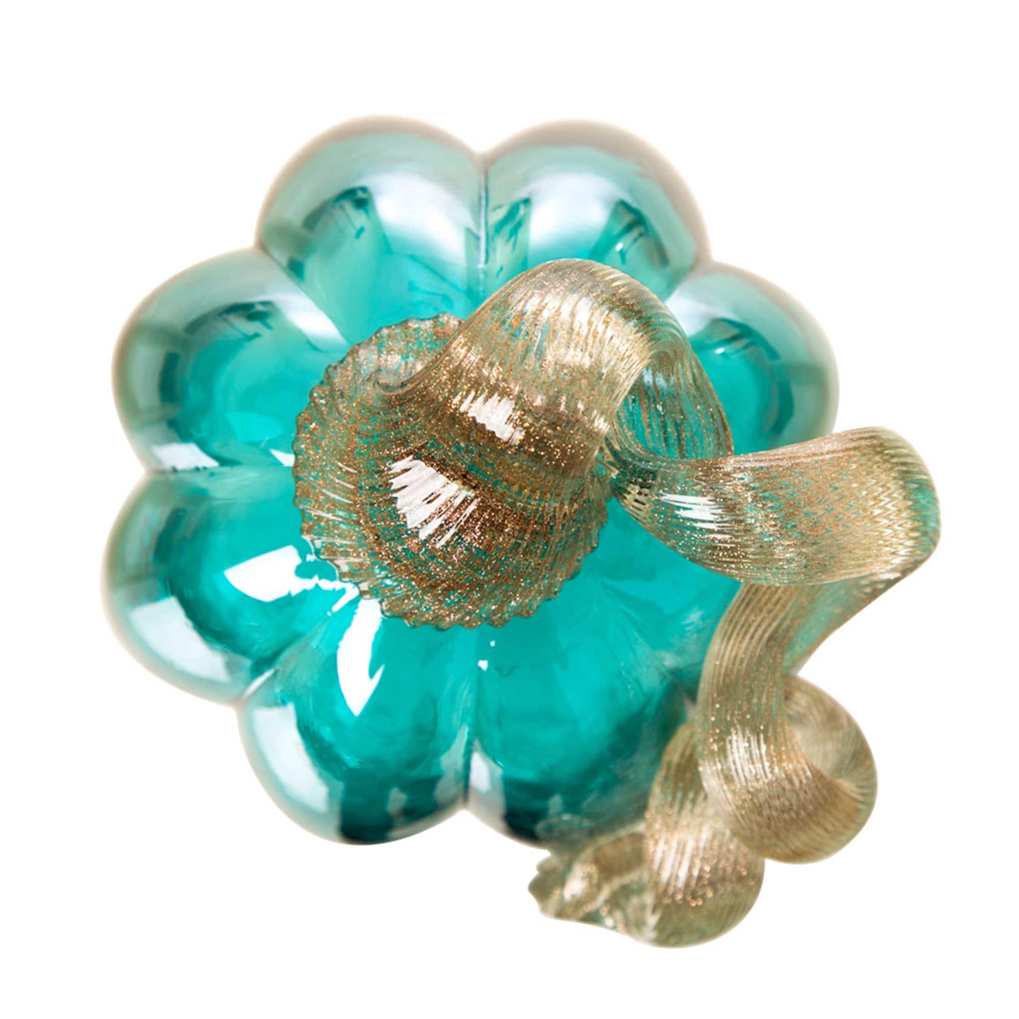 Glitzhome® Crackle Glass Pumpkin, Turquoise
