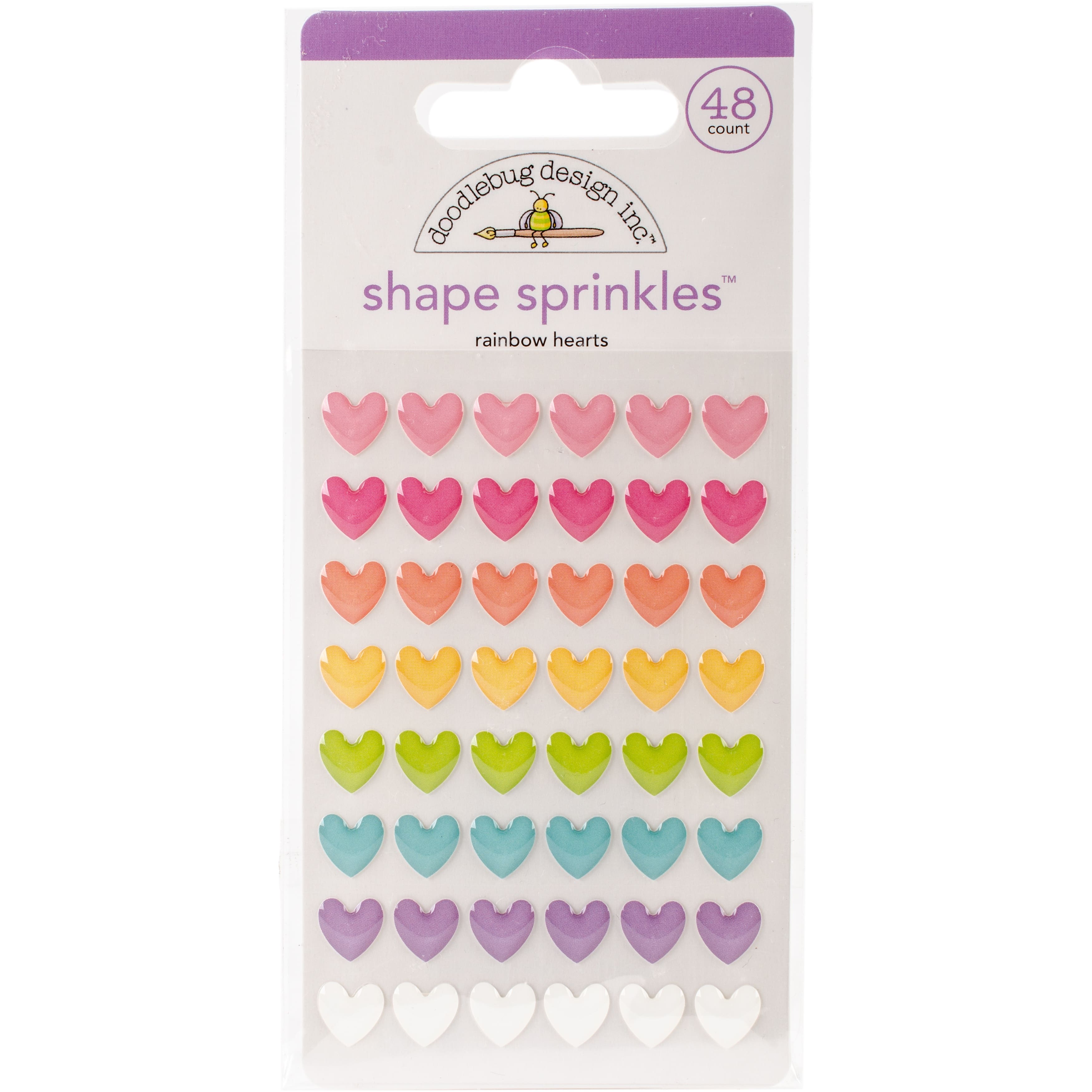 Doodlebug Design Inc.&#x2122; Sprinkles&#x2122; Rainbow Hearts Adhesive Glossy Enamel Shapes