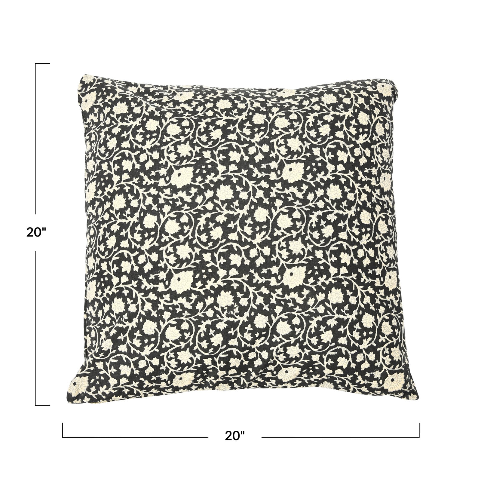 Vintage Inspired Black and White Floral Block Pattern Throw Pillow