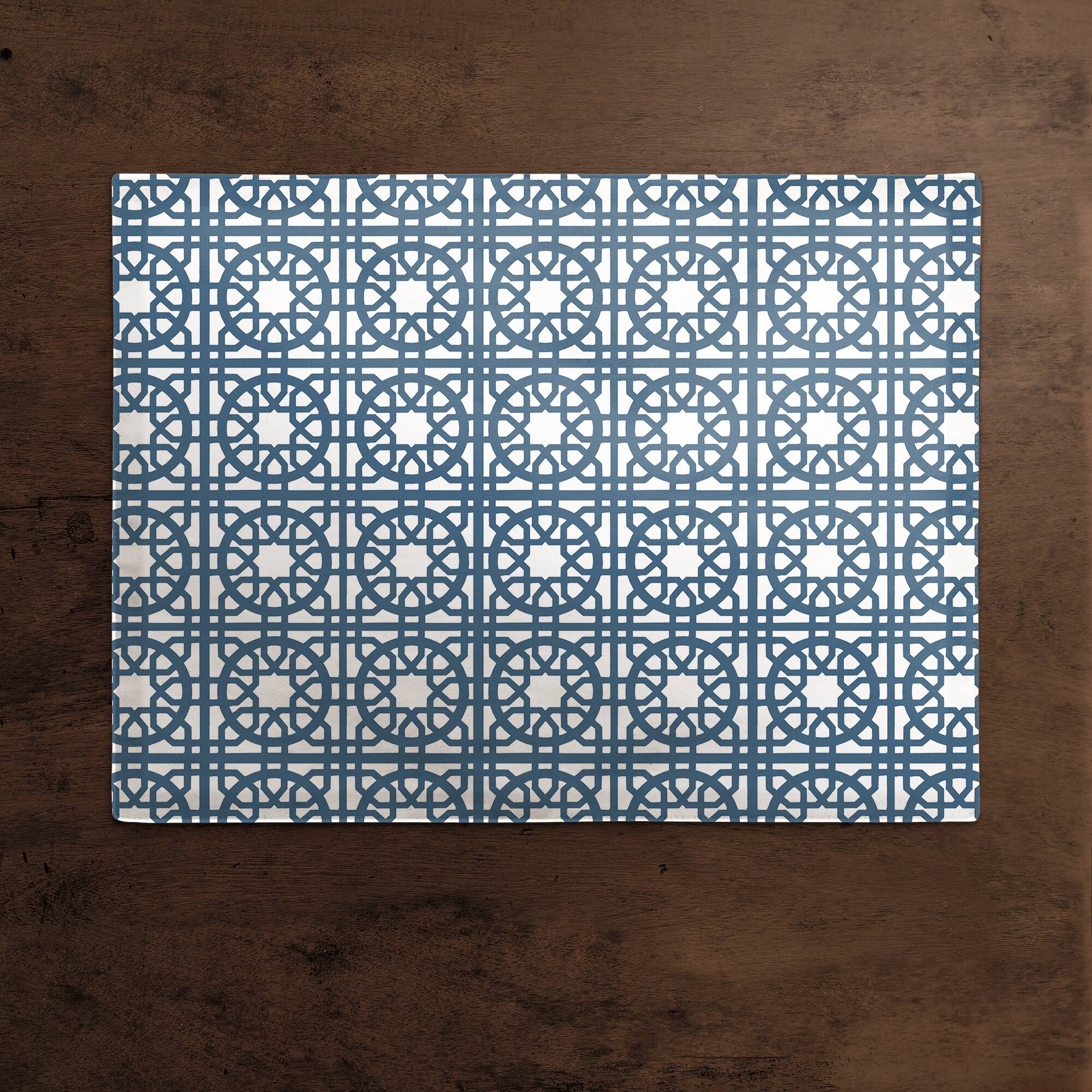 Blue Geo Tile 18&#x22; x 14&#x22; Cotton Twill Placemat