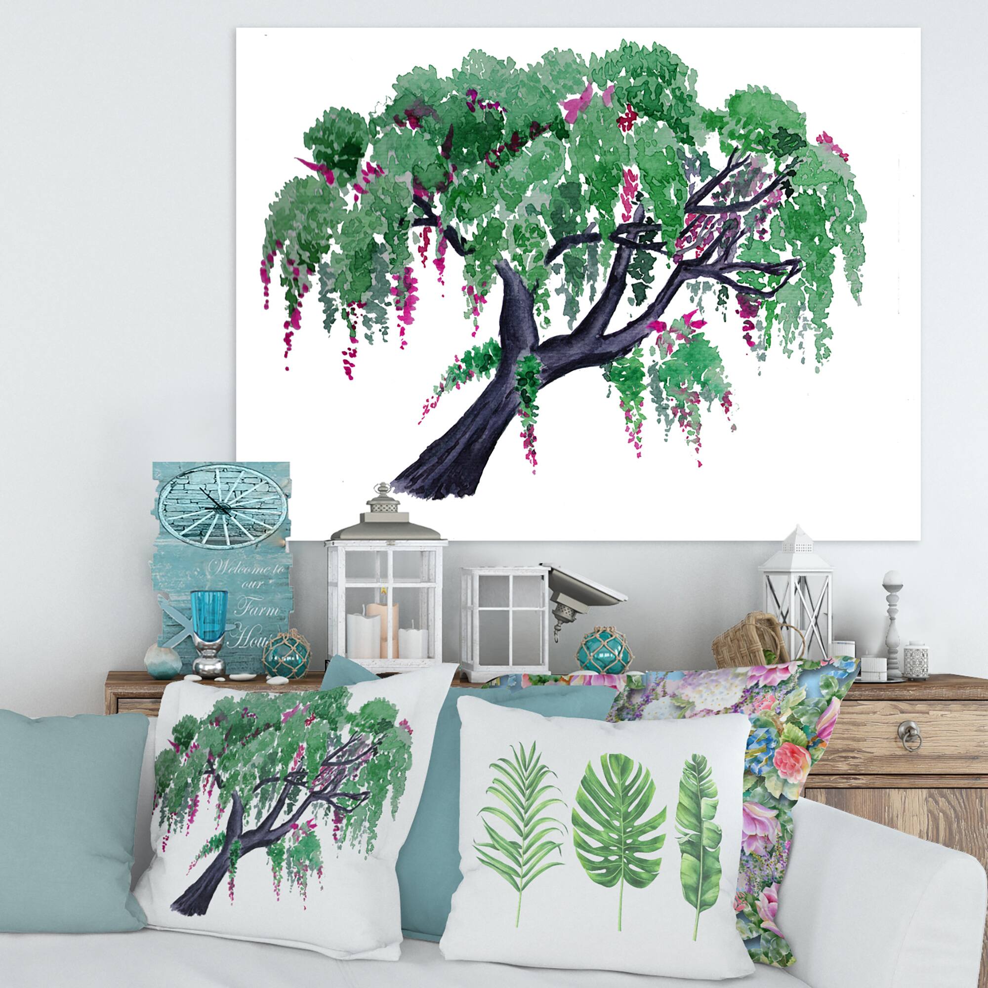 Designart - Tree of Wisteria - Traditional Canvas Wall Art Print