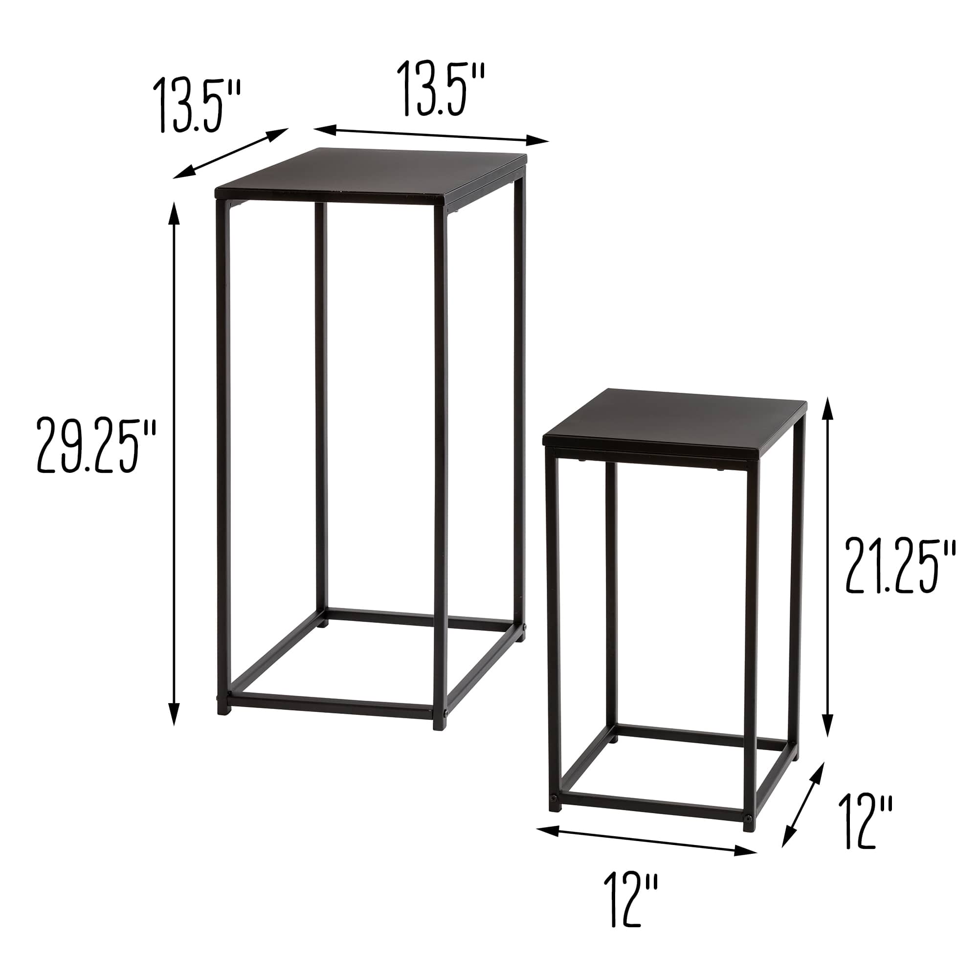 6 Packs: 2 ct. (12 total) Honey Can Do Square Black Side Tables Set
