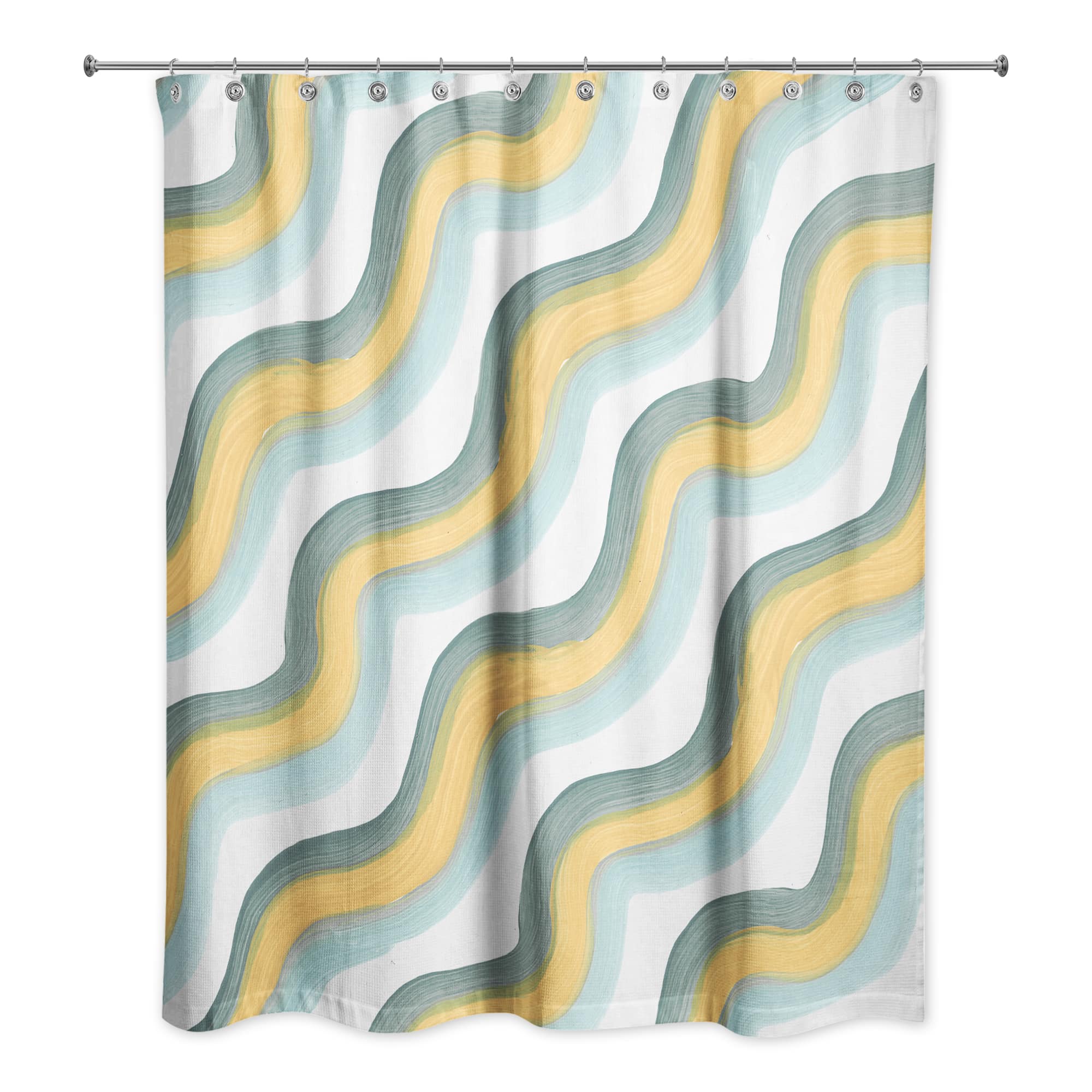 74&#x22; Wave Print Shower Curtain