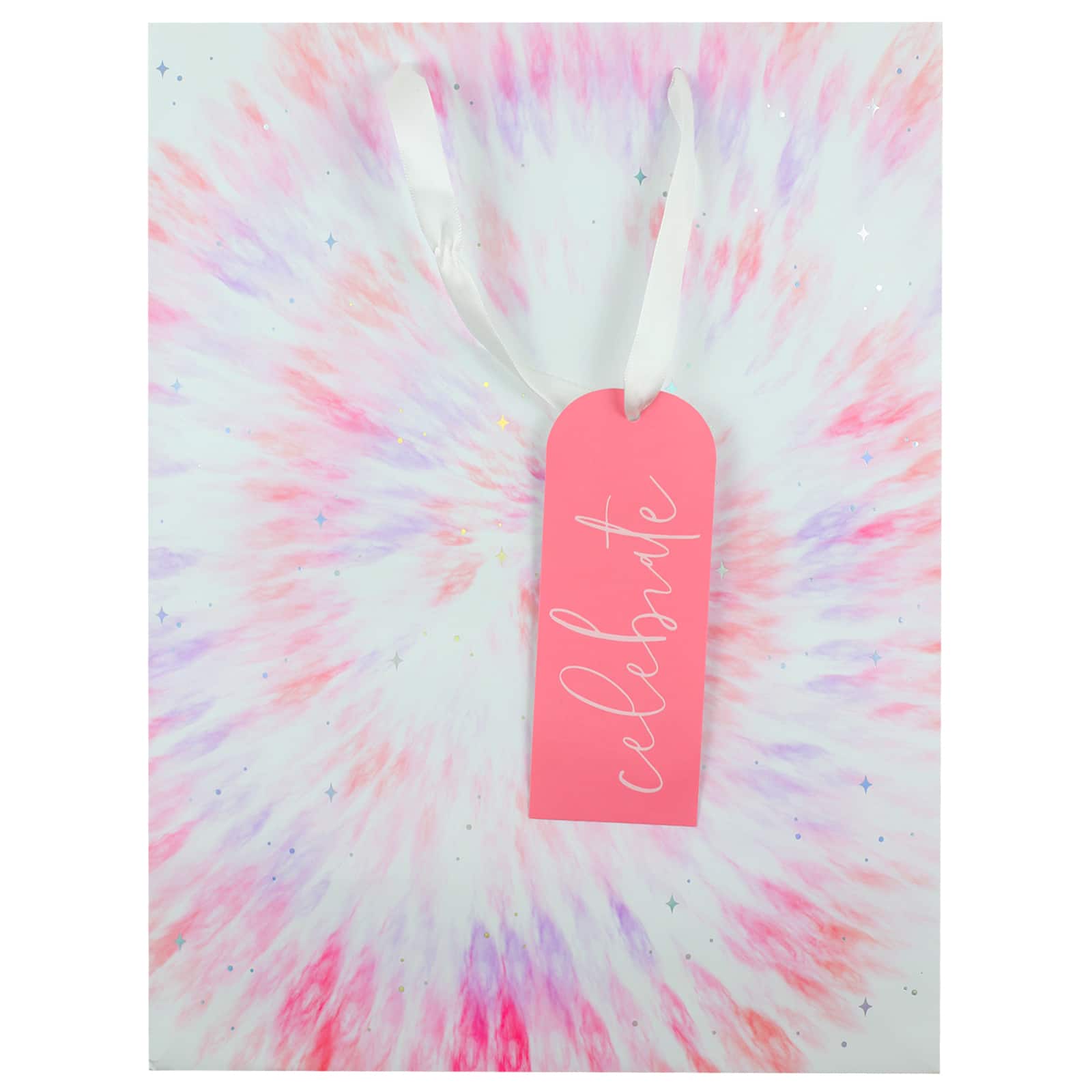 16&#x22; Pink &#x26; Lavender Tie Dye Gift Bag by Celebrate It&#x2122; 