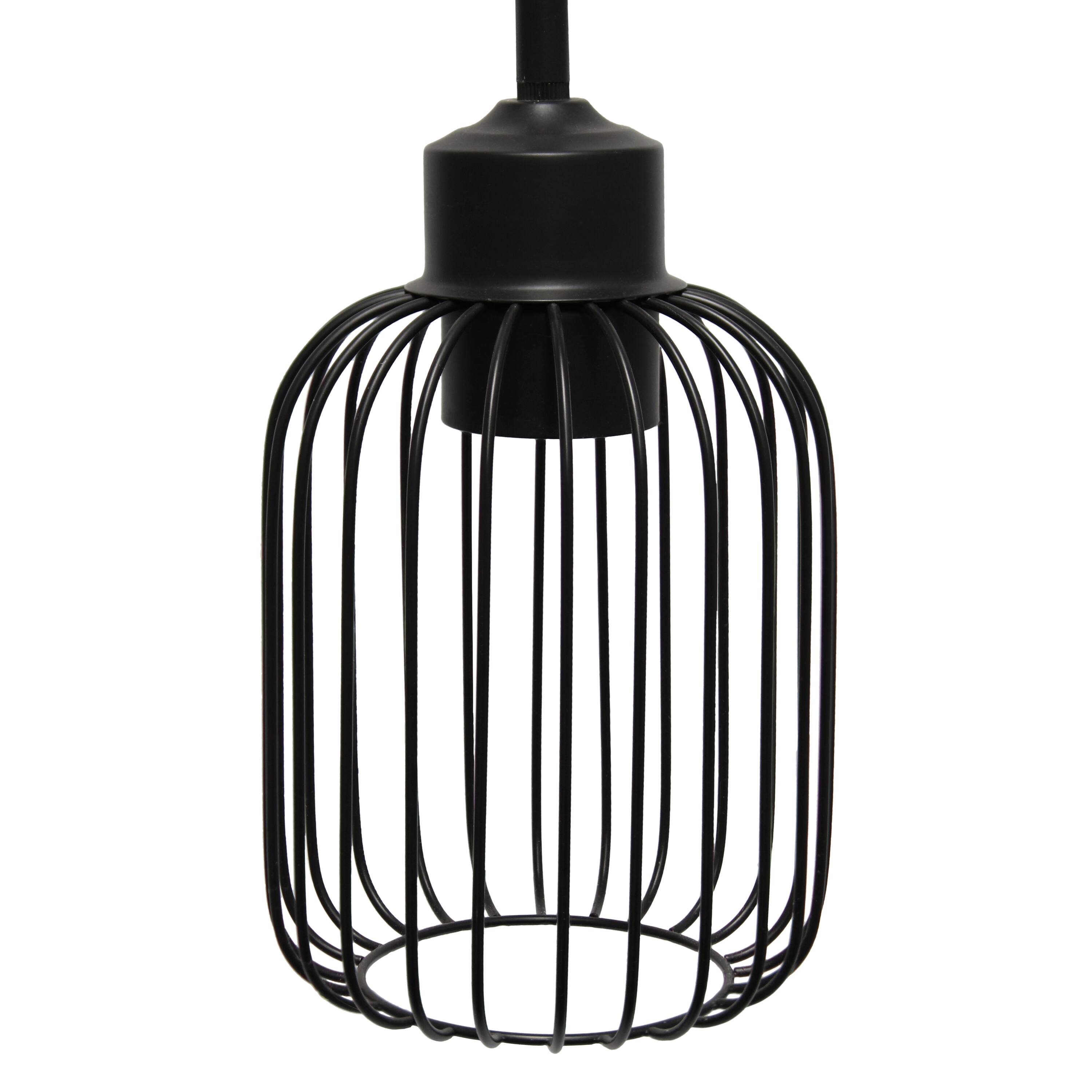 Lalia Home Ironhouse 7&#x22; Black 1-Light Metal Caged Mini Pendant