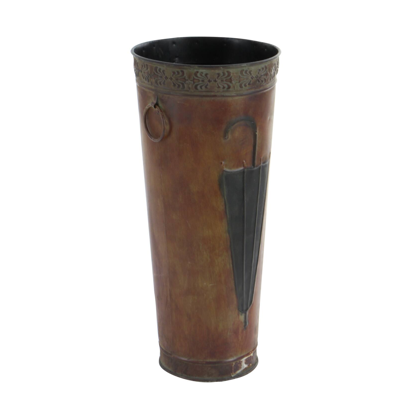 Set of 2 Brown Metal Rustic Vase, 21", 16"