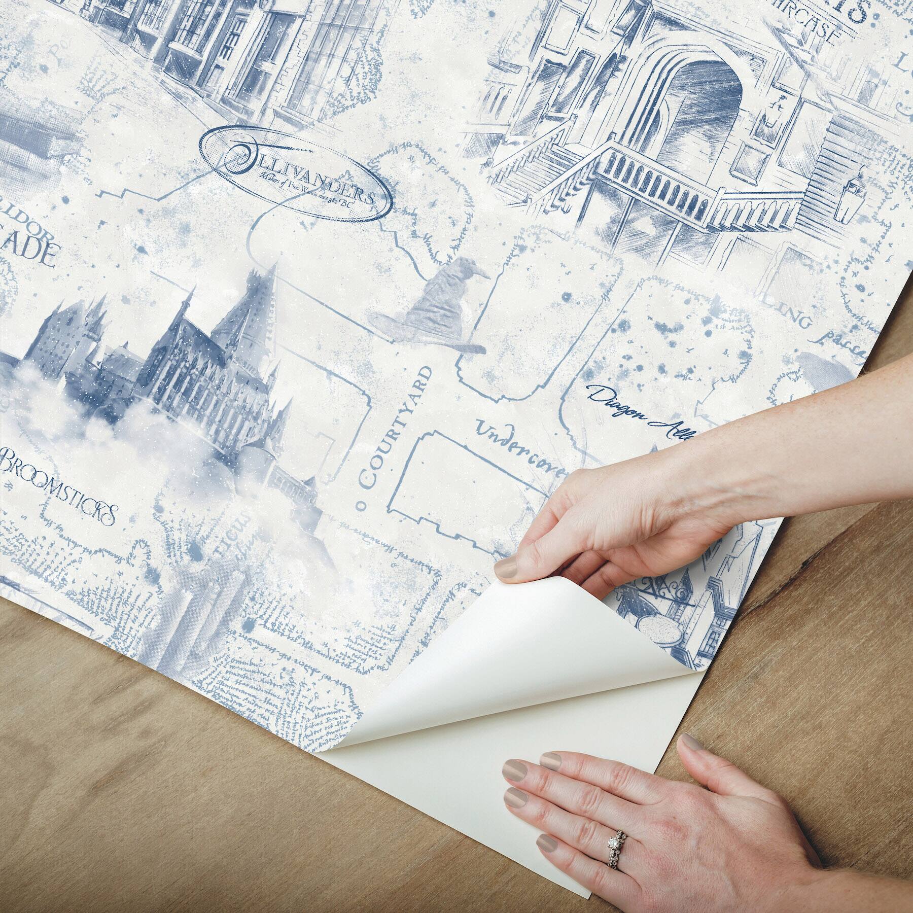 RoomMates Blue Harry Potter Map Peel & Stick Wallpaper