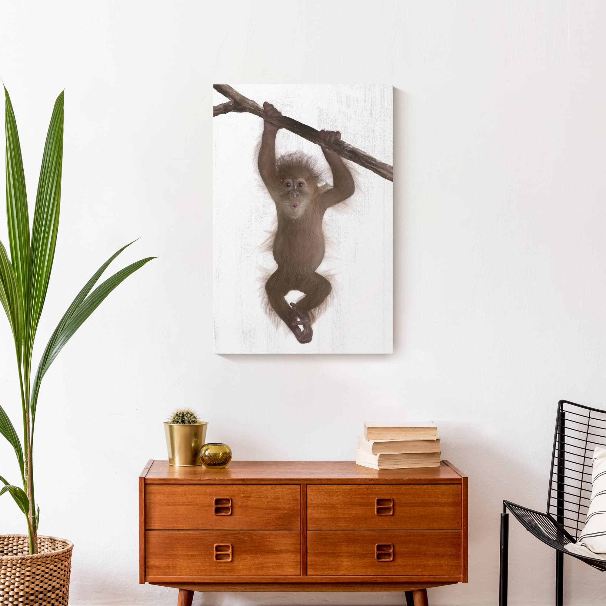 Hanging Monkey 16&#x22; x 24&#x22; Canvas Wall Art
