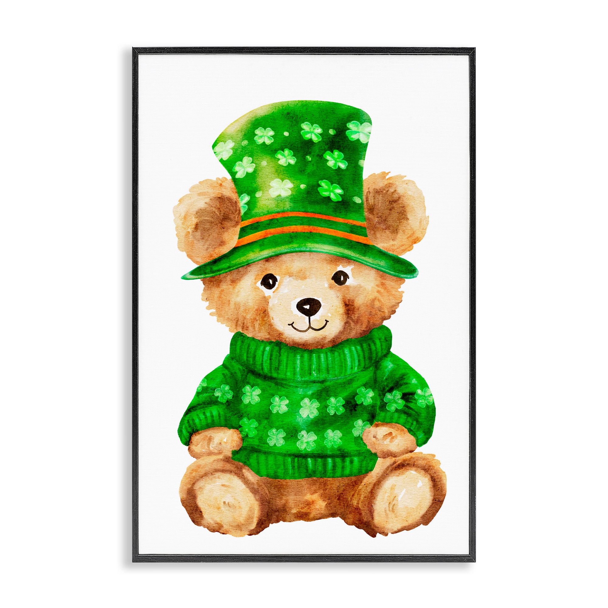 Stupell Industries St. Patty's Day Bear Framed Giclee Wall Art