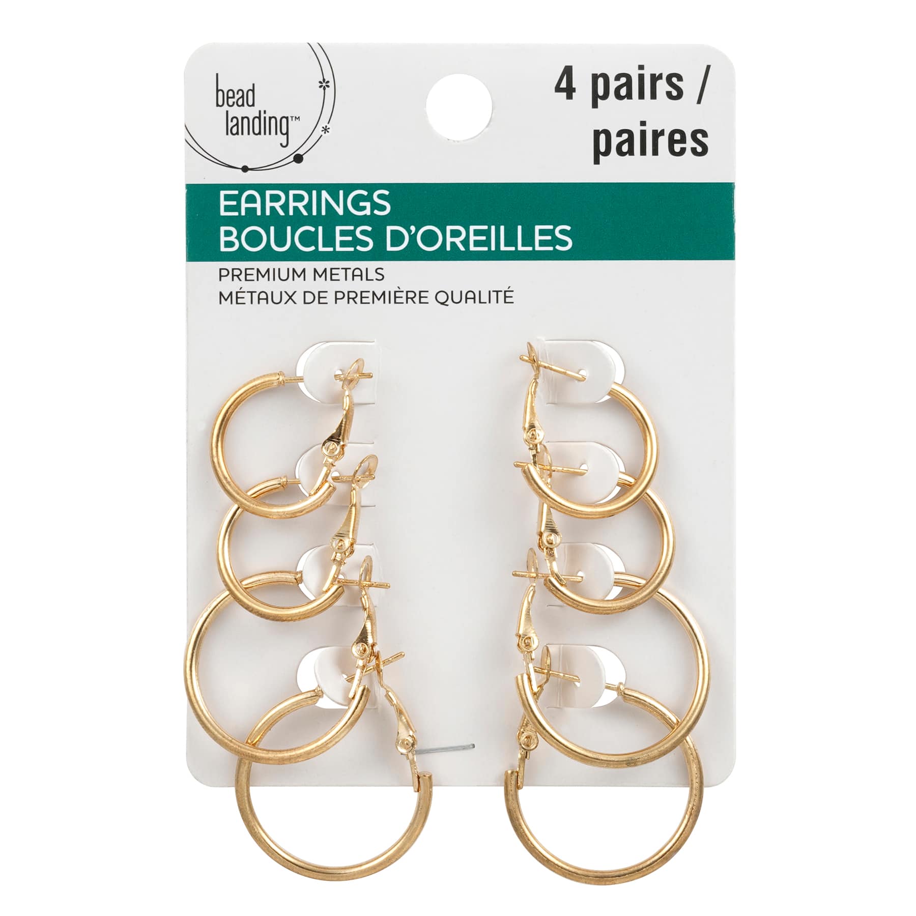 Premium Metals Gold Hoop Earrings by Bead Landing&#x2122;