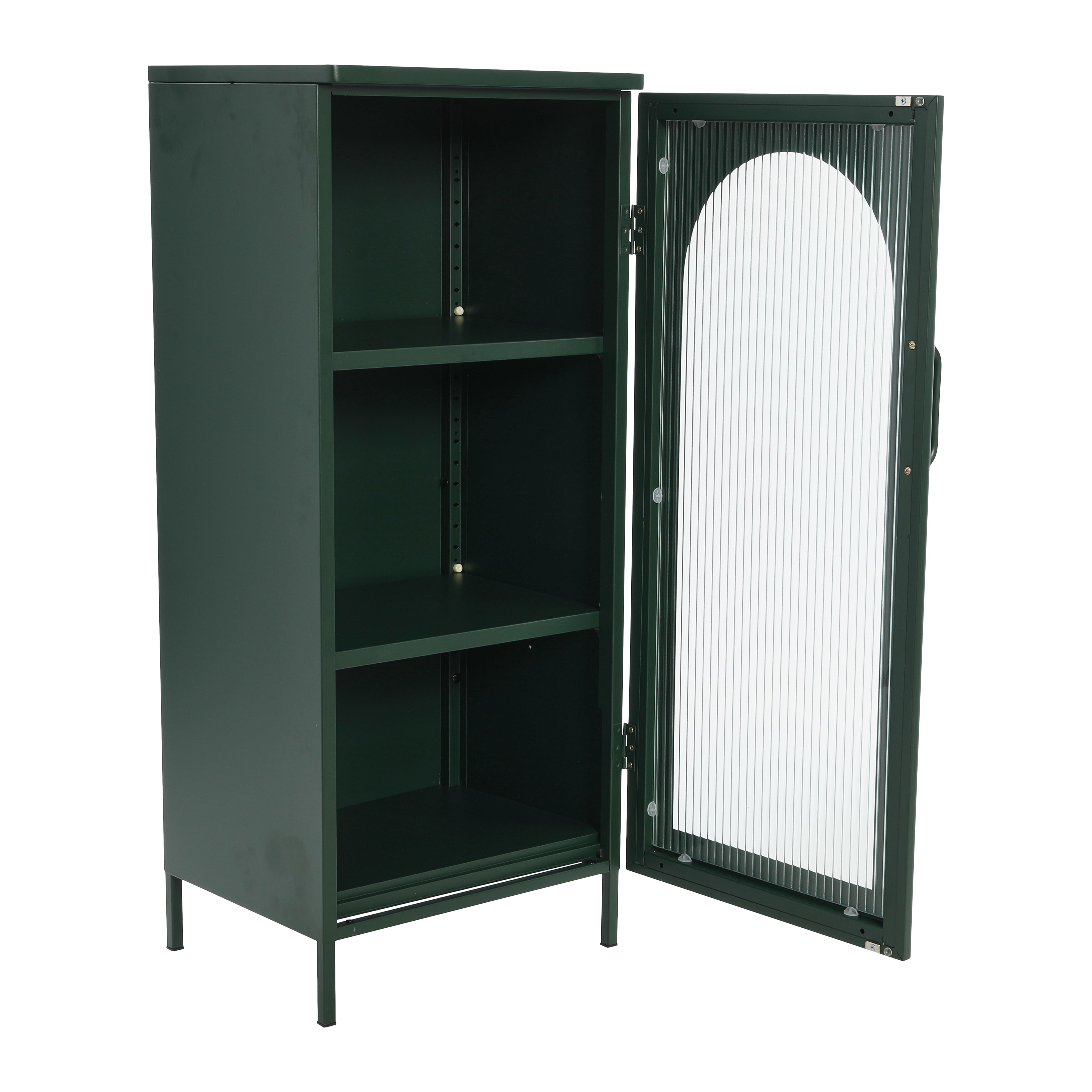 40&#x22; Solstice Narrow Metal Accent Cabinet with Adjustable Storage Shelves and Arched Glass Door