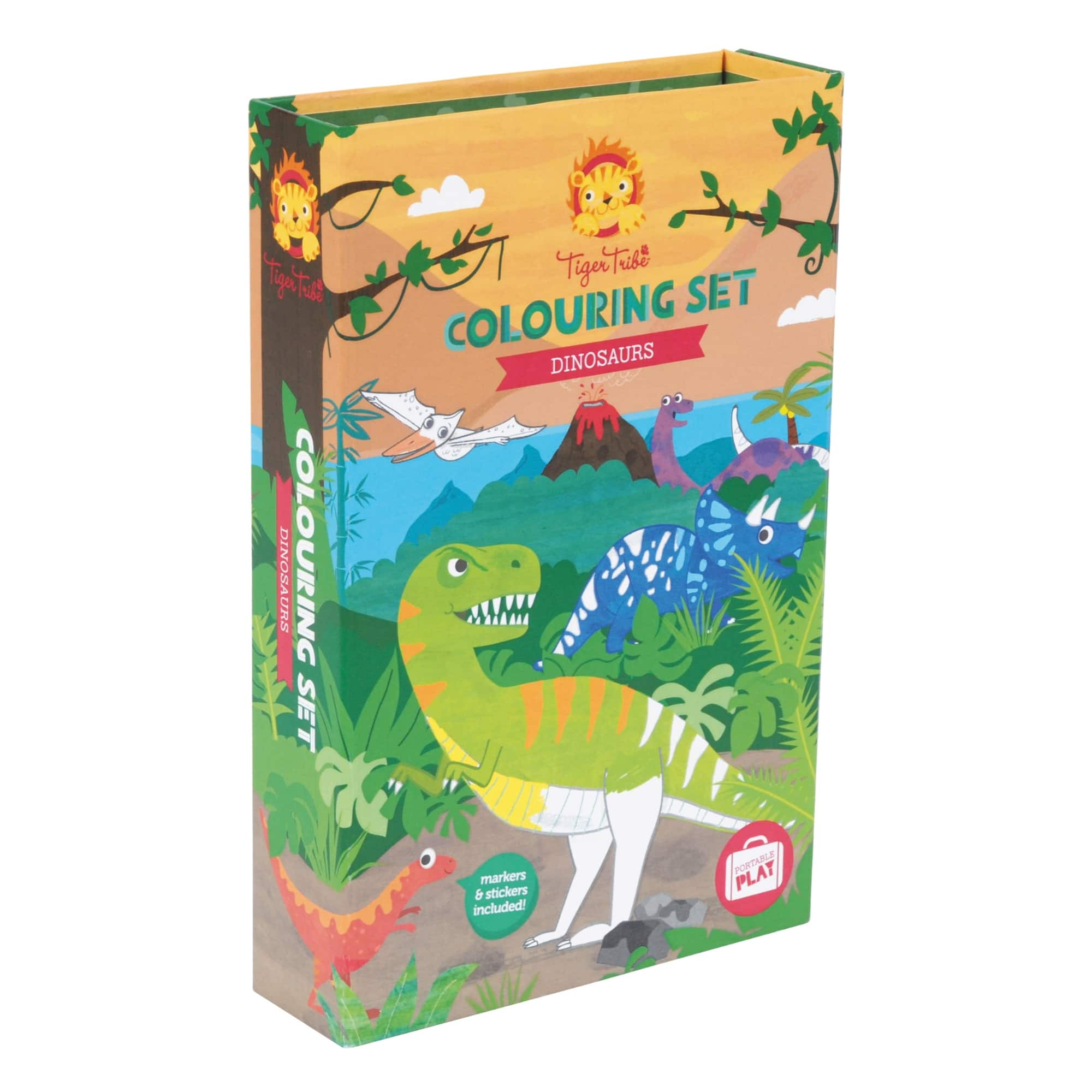 Tiger Tribe Dinosaur Coloring Set with Markers & Stickers