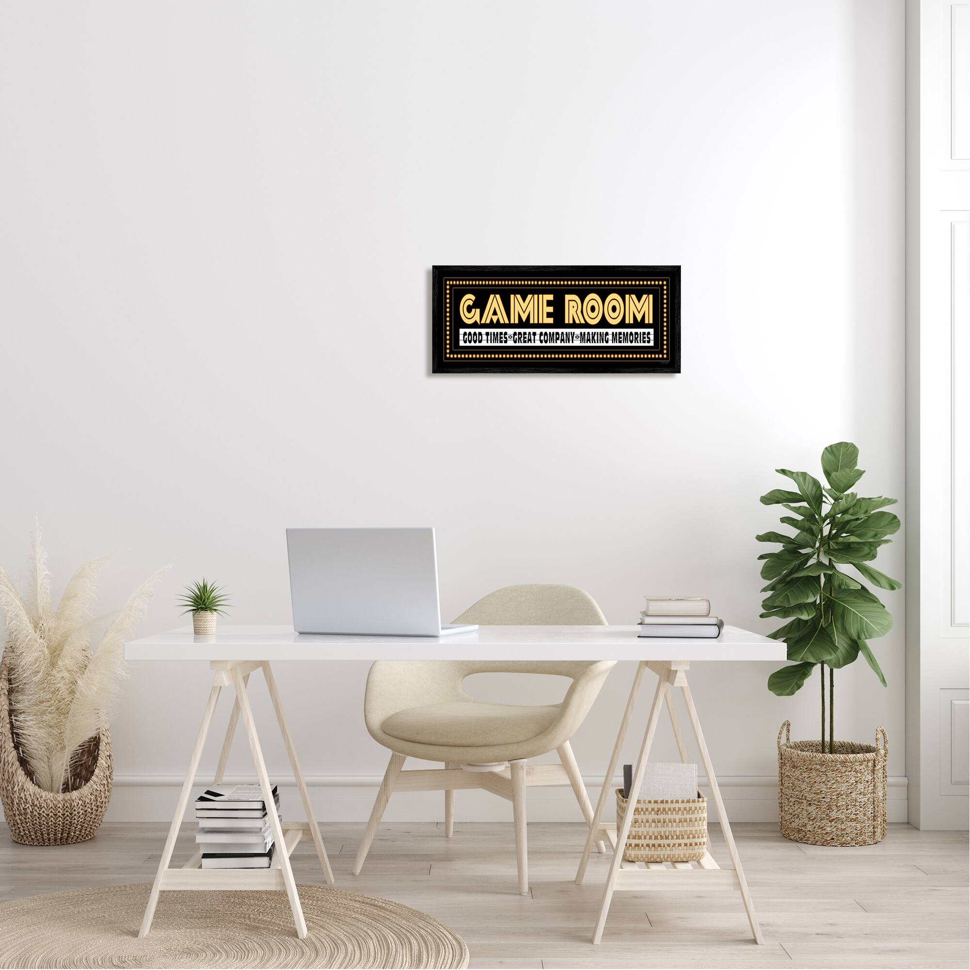 Stupell Industries Arcade Game Room Quote Vintage Style Sign Framed Giclee Art
