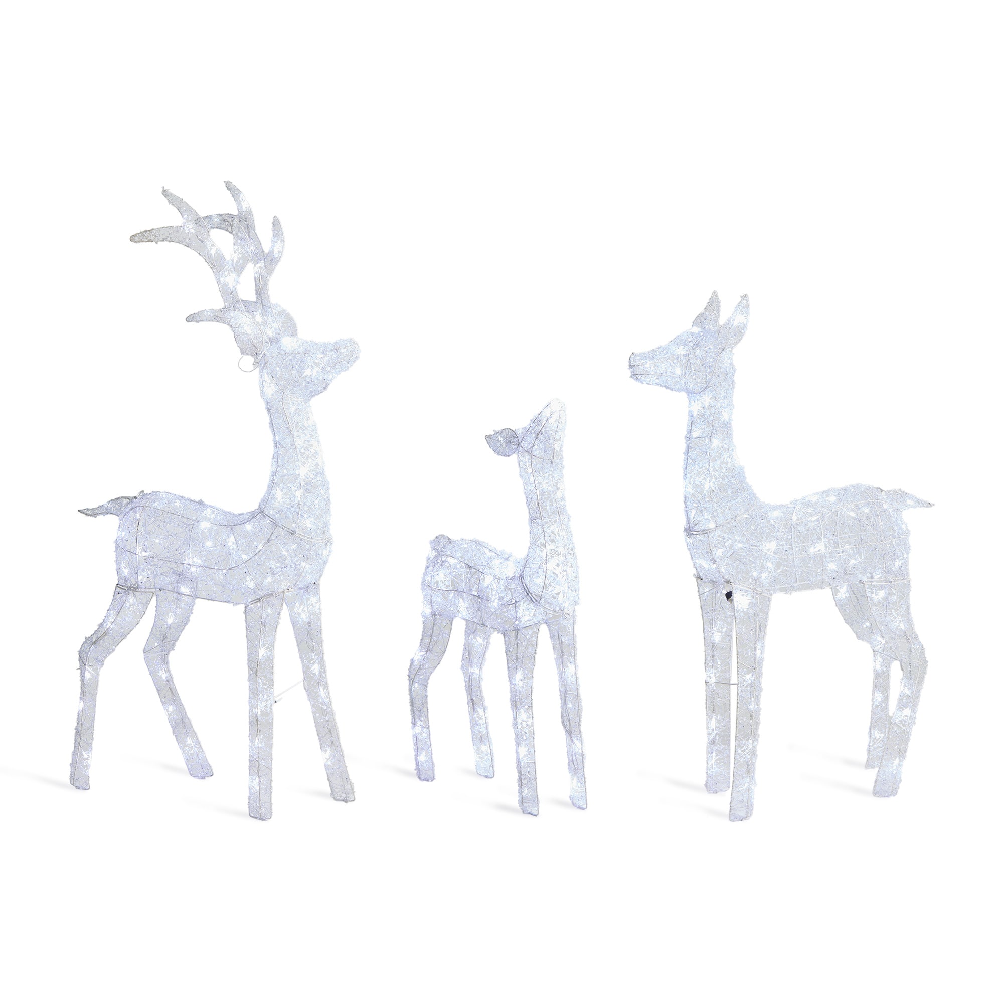 Glitzhome® Lighted Crystal White 3D Reindeer Outdoor Décor Set