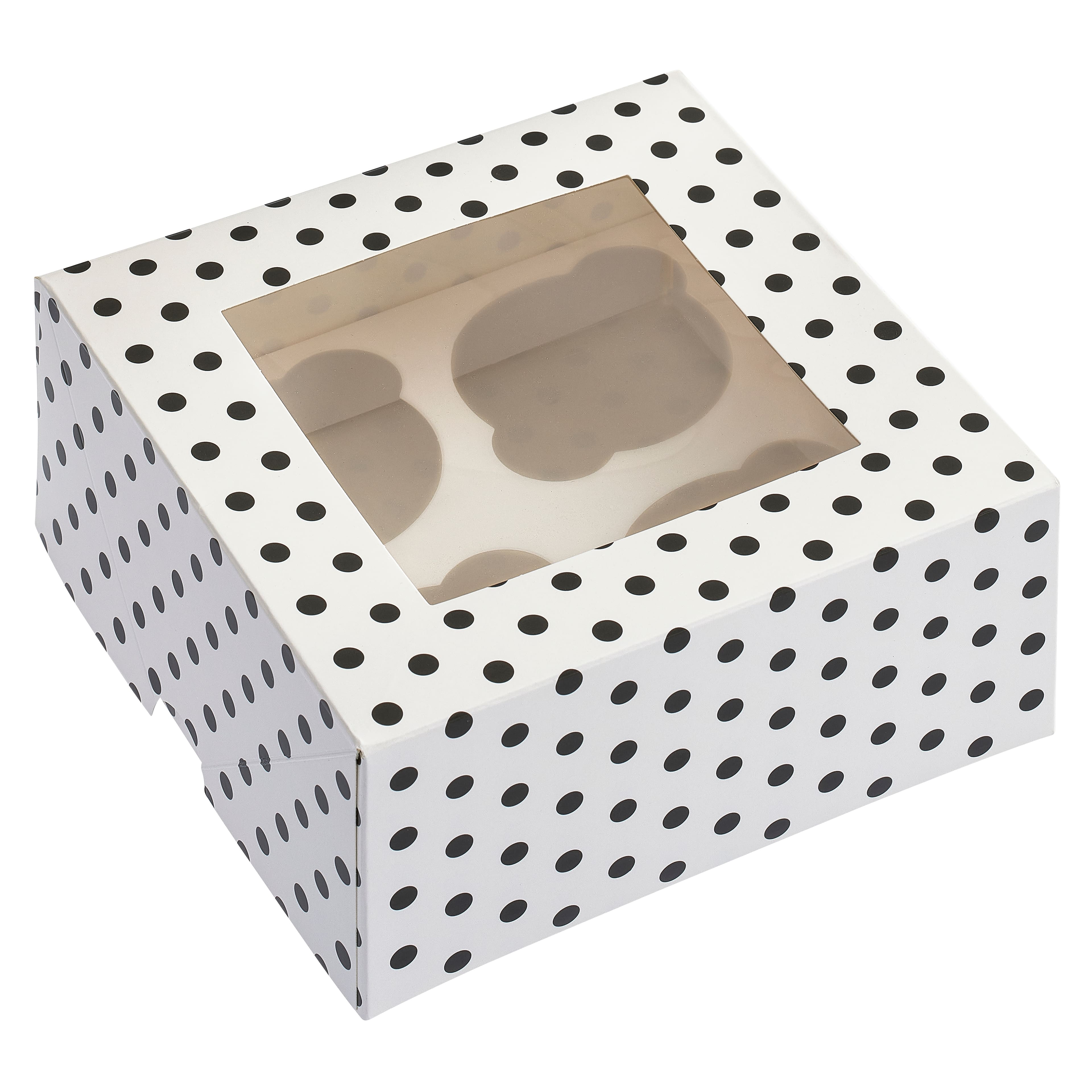 6 Packs 3 ct. (18 total) Black &#x26; White Polka Dot Cupcake Boxes by Celebrate It&#xAE;