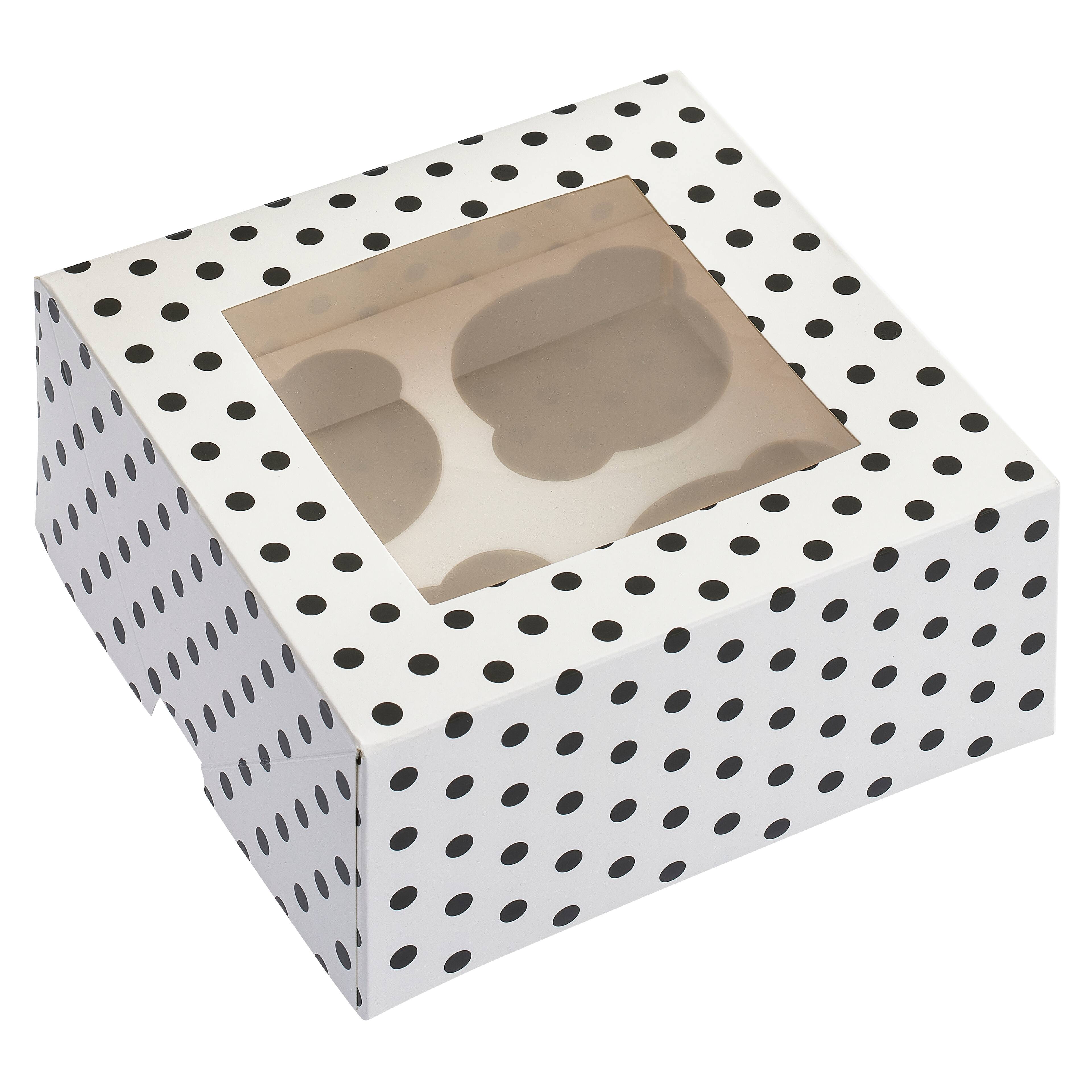 6 Packs 3 ct. (18 total) Black & White Polka Dot Cupcake Boxes by Celebrate It®