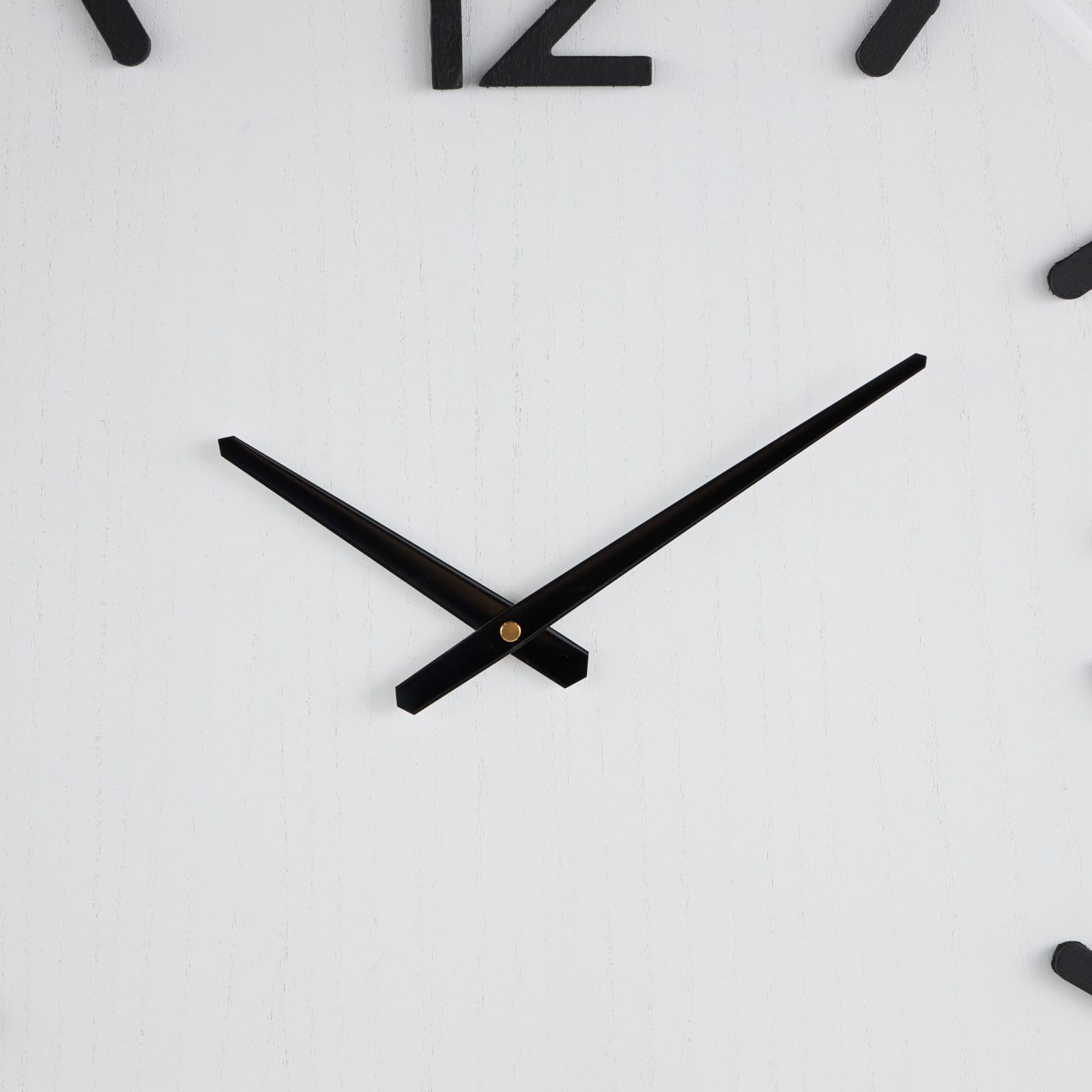 24" x 23" White Wood Round Decorative Wall Clock with Black Hands & Numbers