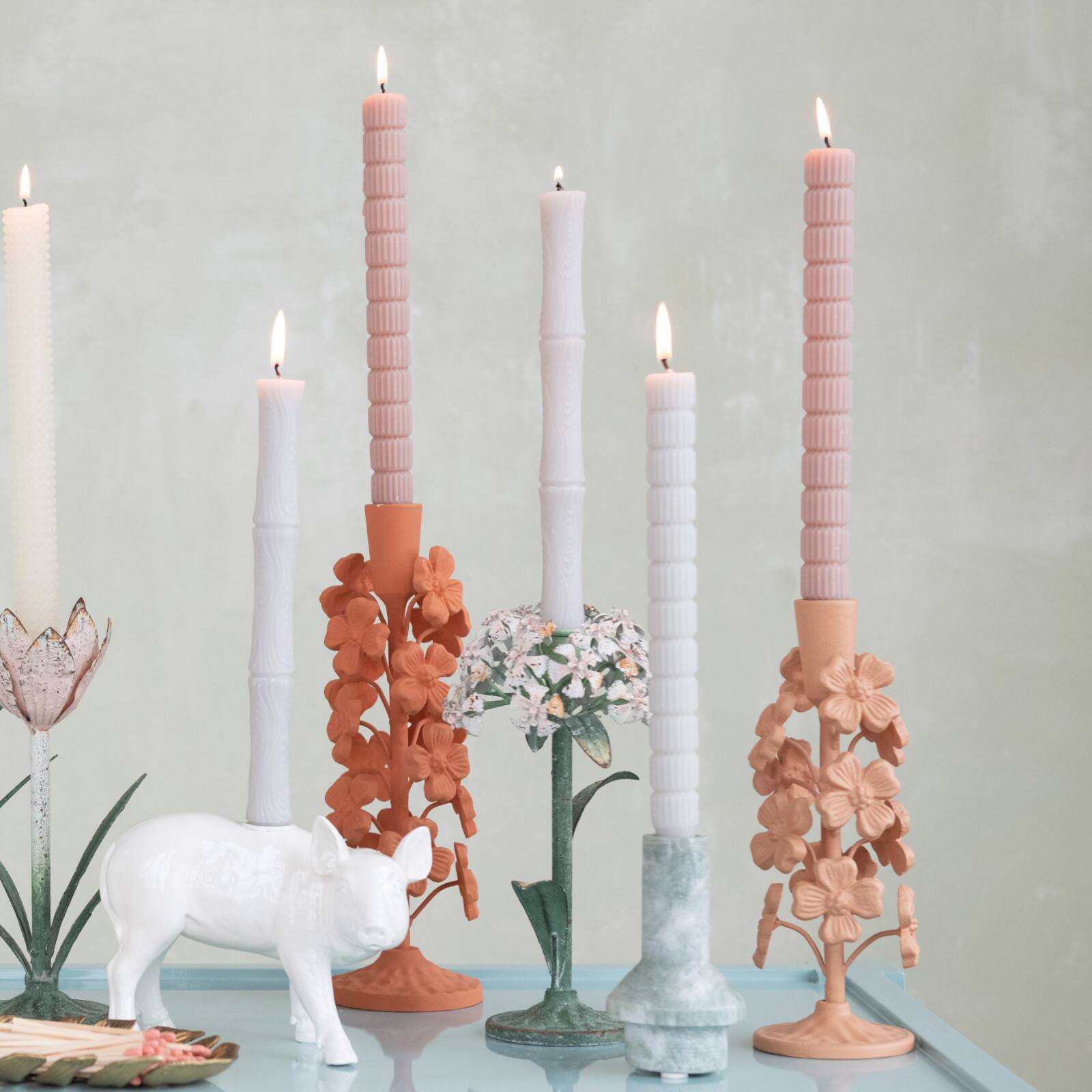 Hello Honey&#xAE; 11&#x22; Terra Cotta Blossom Taper Candle Holder