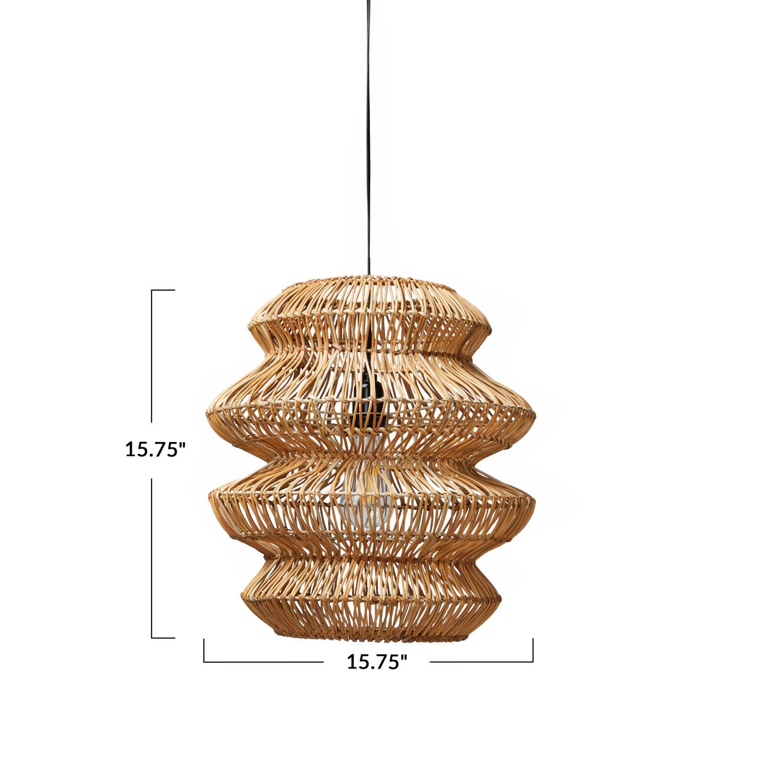 Hello Honey® 16" Boho Natural Woven Rattan Sculptural Pendant Light