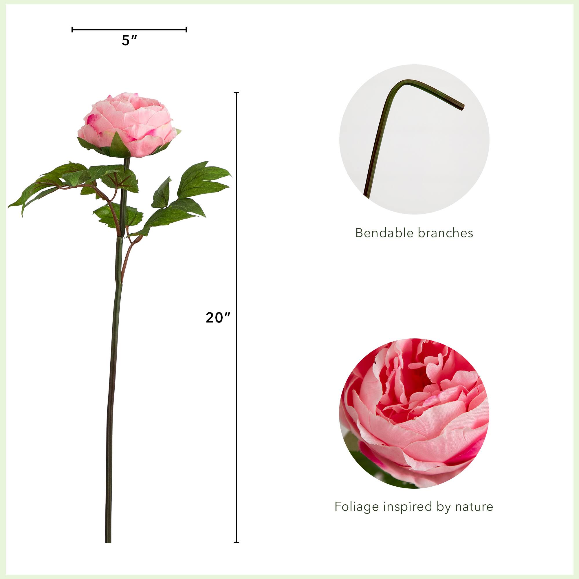 20&#x22; Pink Peony Flower Stems, 3ct.