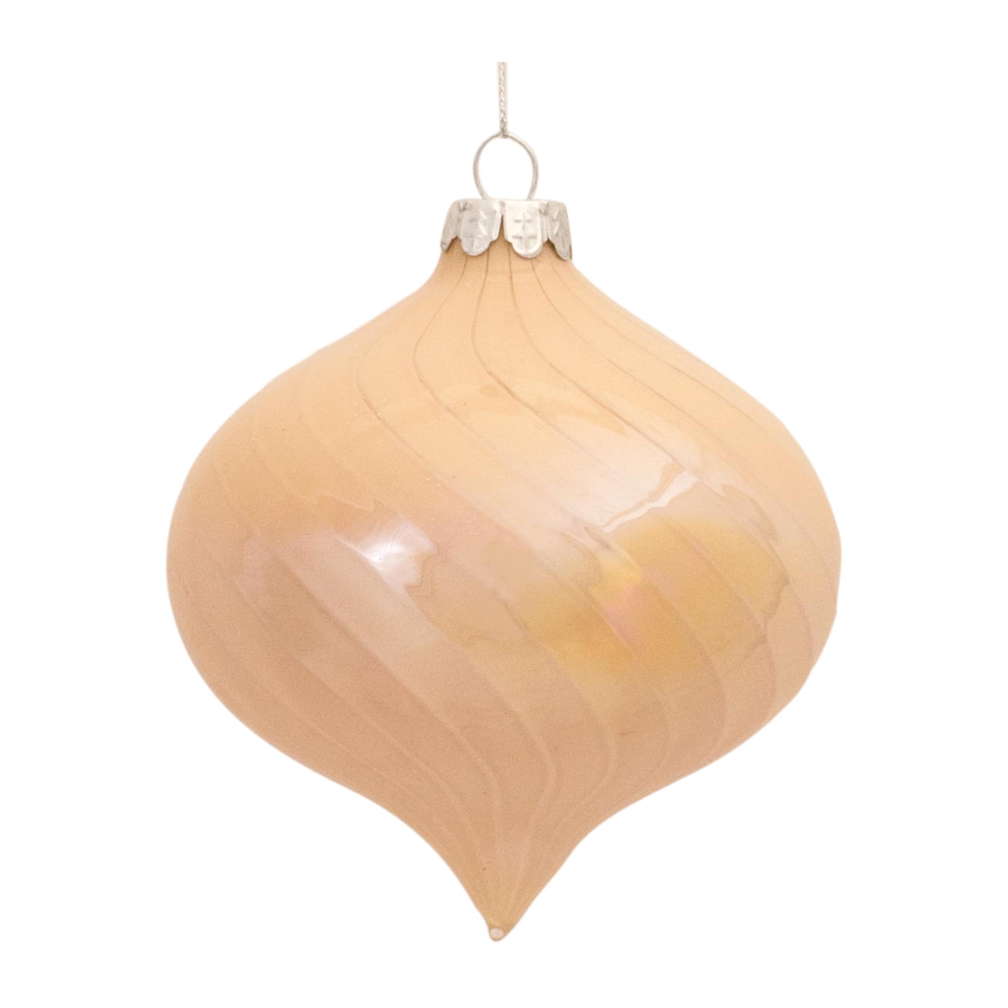 6ct. Peach Iridescent Glass Mixed Ornaments