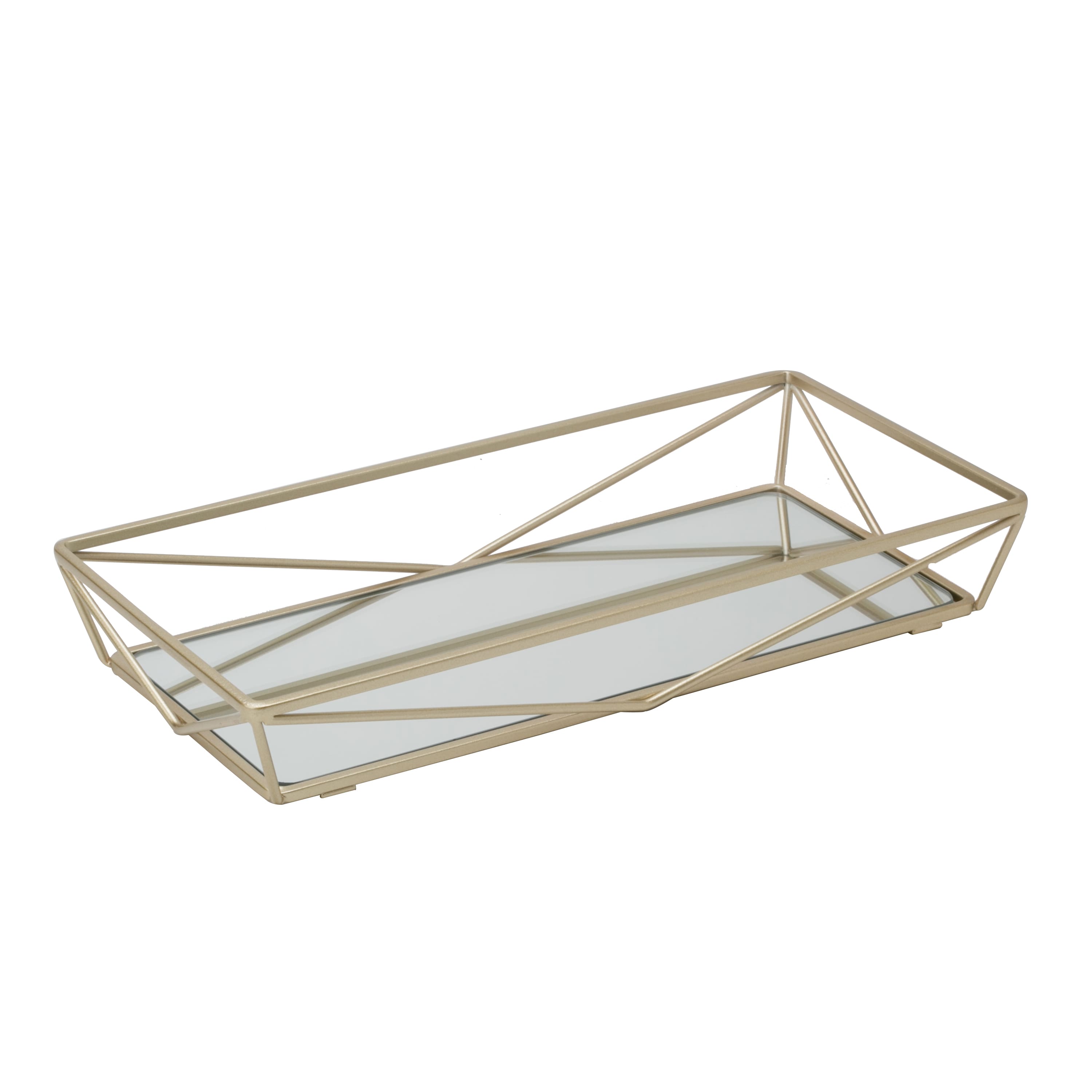 Home Details Gold Geometric Mirrored Vanity Tray