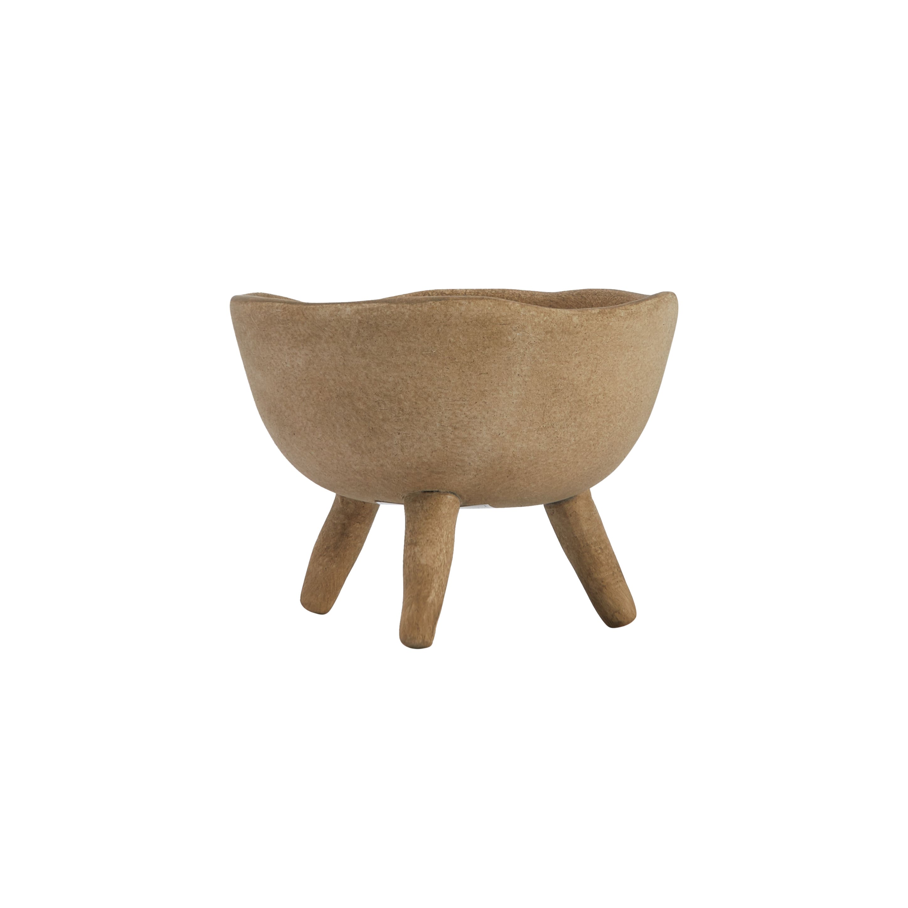 5.5&#x22; Large Matte Taupe Terracotta Footed Planter
