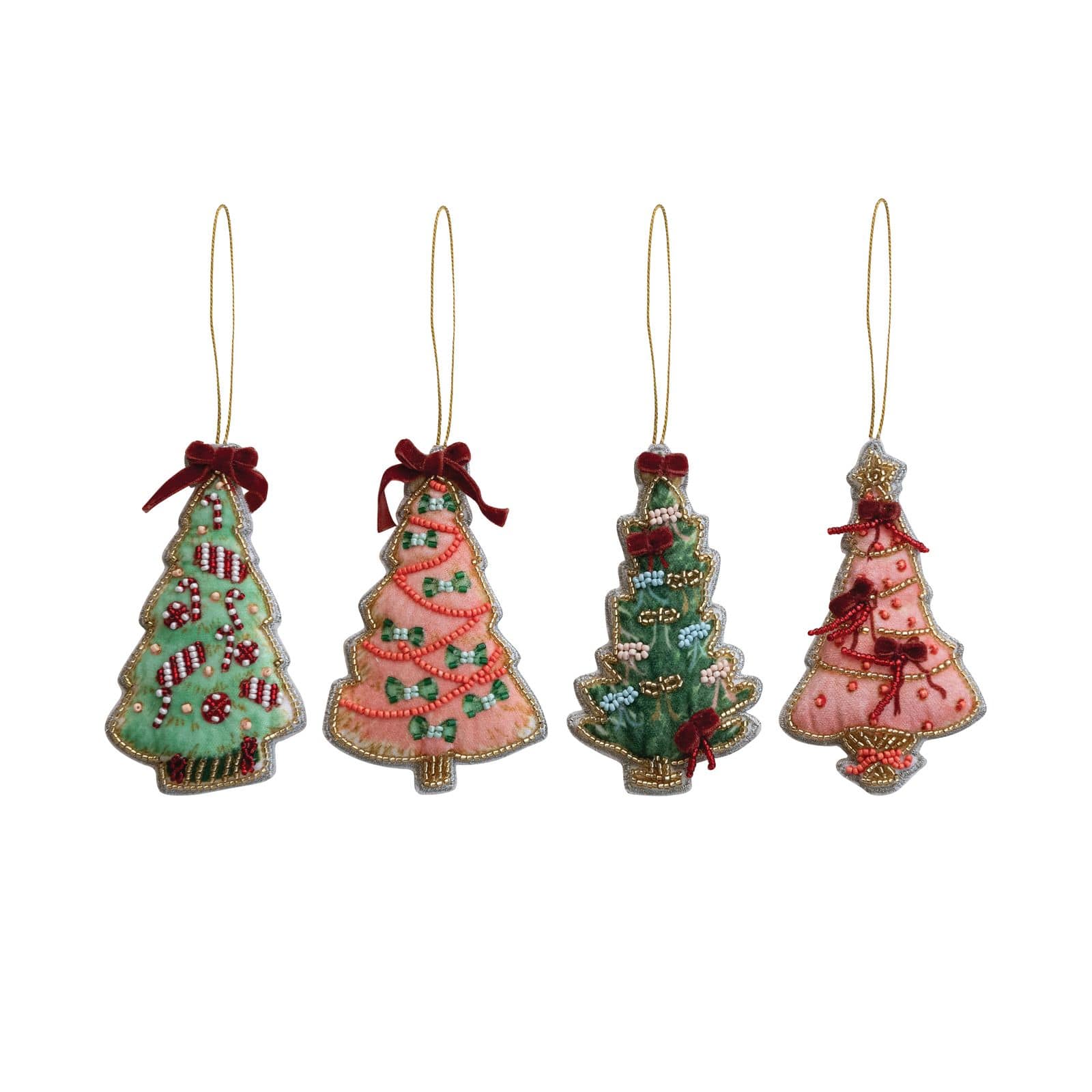 Hello Honey® Handmade Beaded Fabric Christmas Tree Ornaments Set