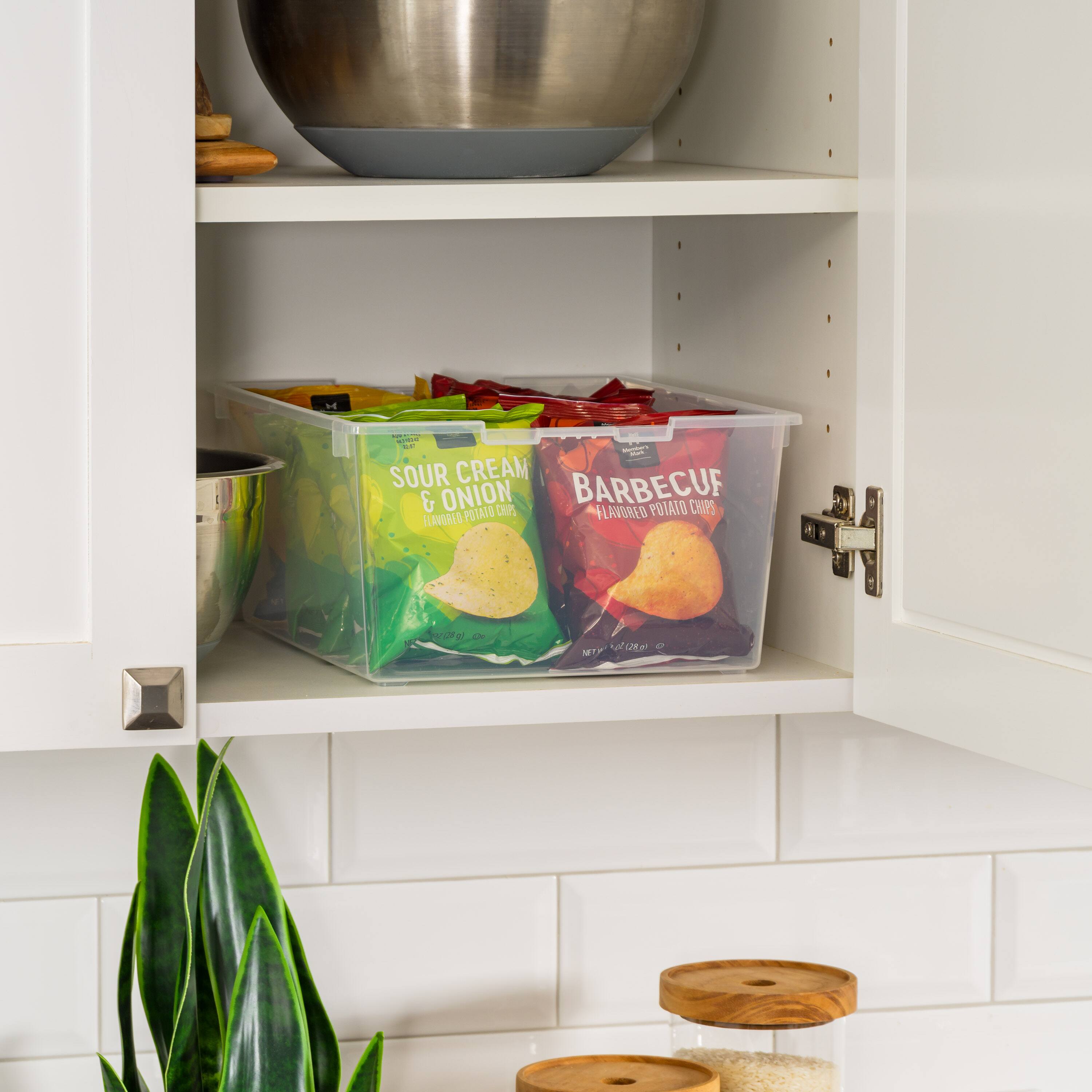 IRIS® 12qt. Clear Deep Storage Boxes with Lids & Blue Latches, 4ct.