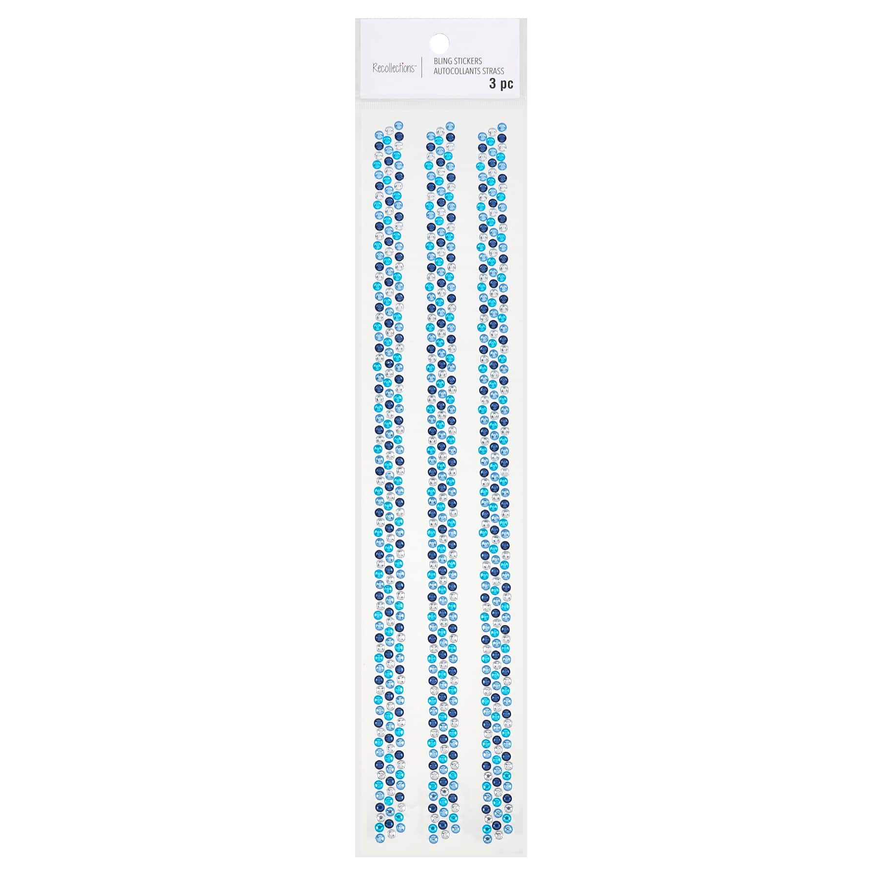 12 Packs: 3 ct. (36 total) Blue &#x26; White Rhinestone Borders by Recollections&#x2122;
