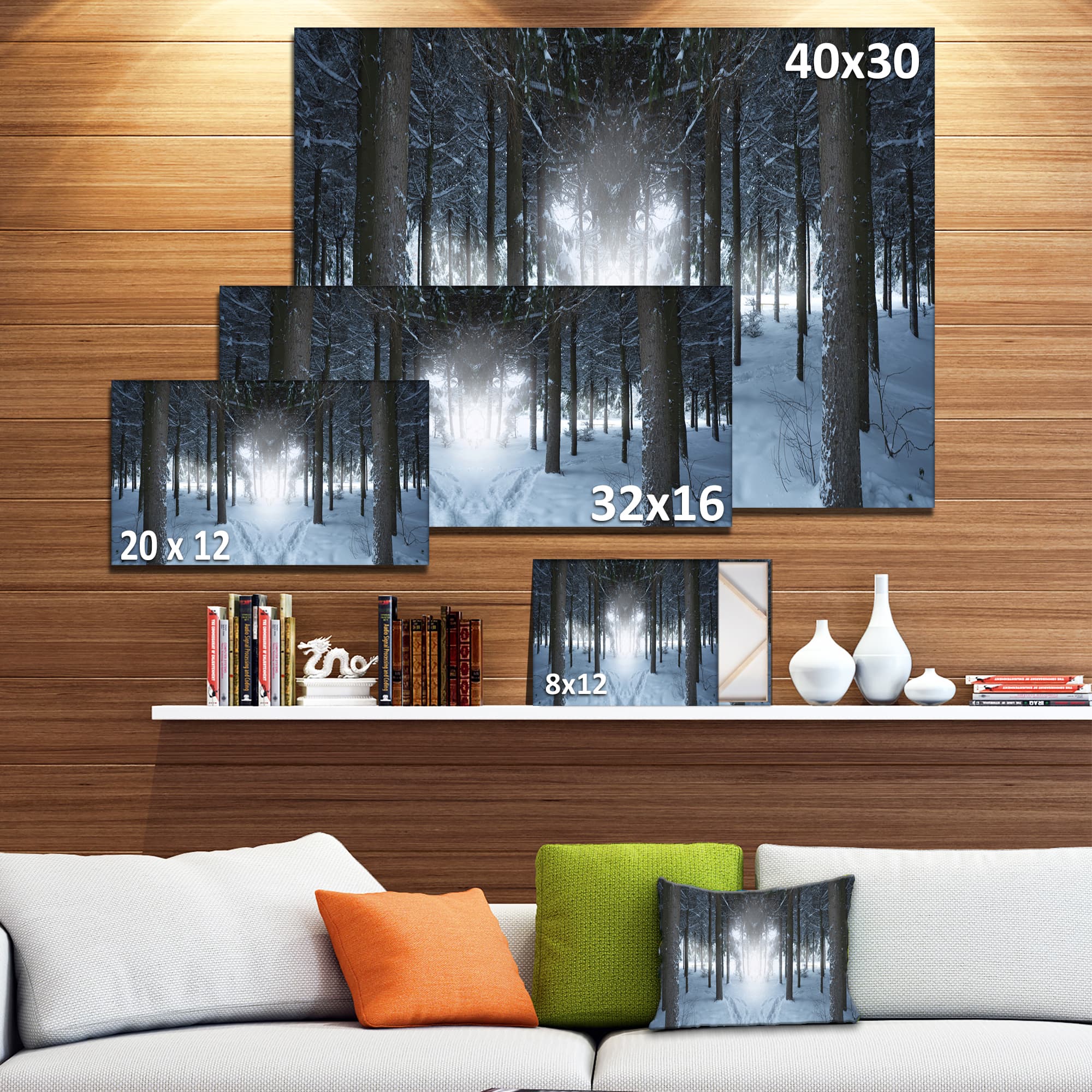 Designart - Winter Forest with Dark Woods - Landscape Canvas Art Print