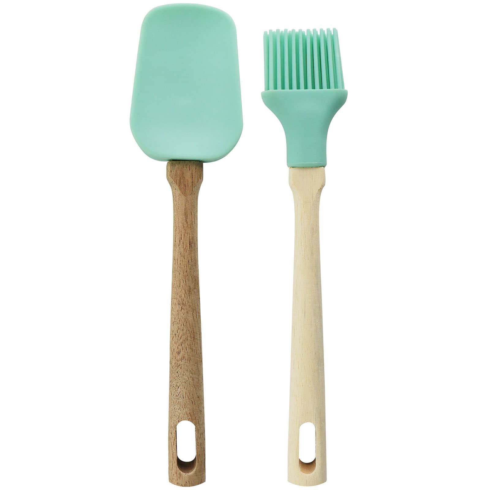 Martha Stewart Everyday Mint Silicone Mini Spoonula and Brush Utensil Set