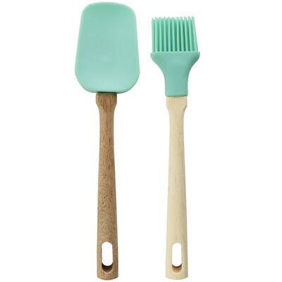 Martha Stewart Everyday Mint Silicone Mini Spoonula and Brush Utensil ...