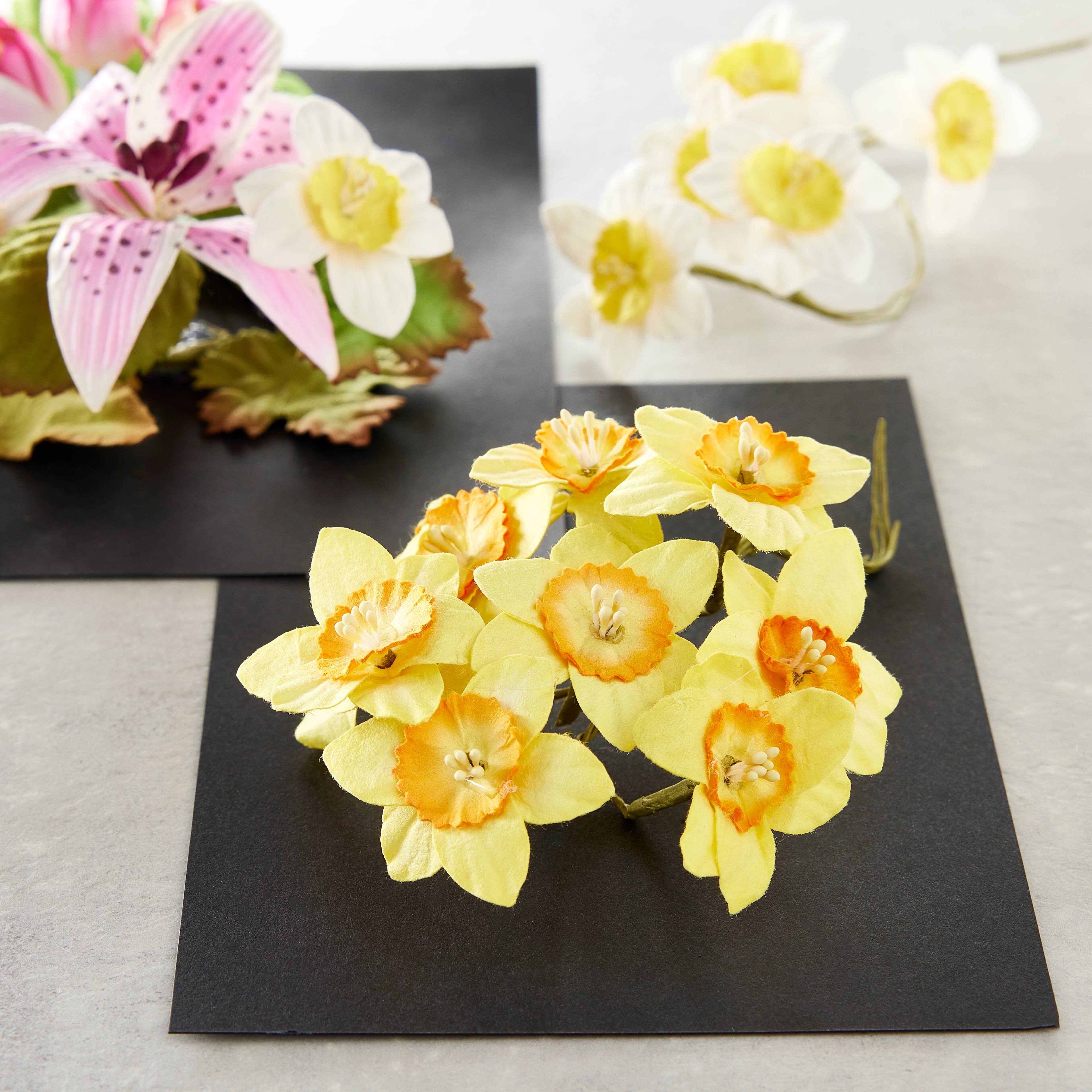 12 Packs: 18 ct. (216 total) Yellow &#x26; White Daffodil Paper Flowers by Recollections&#x2122;
