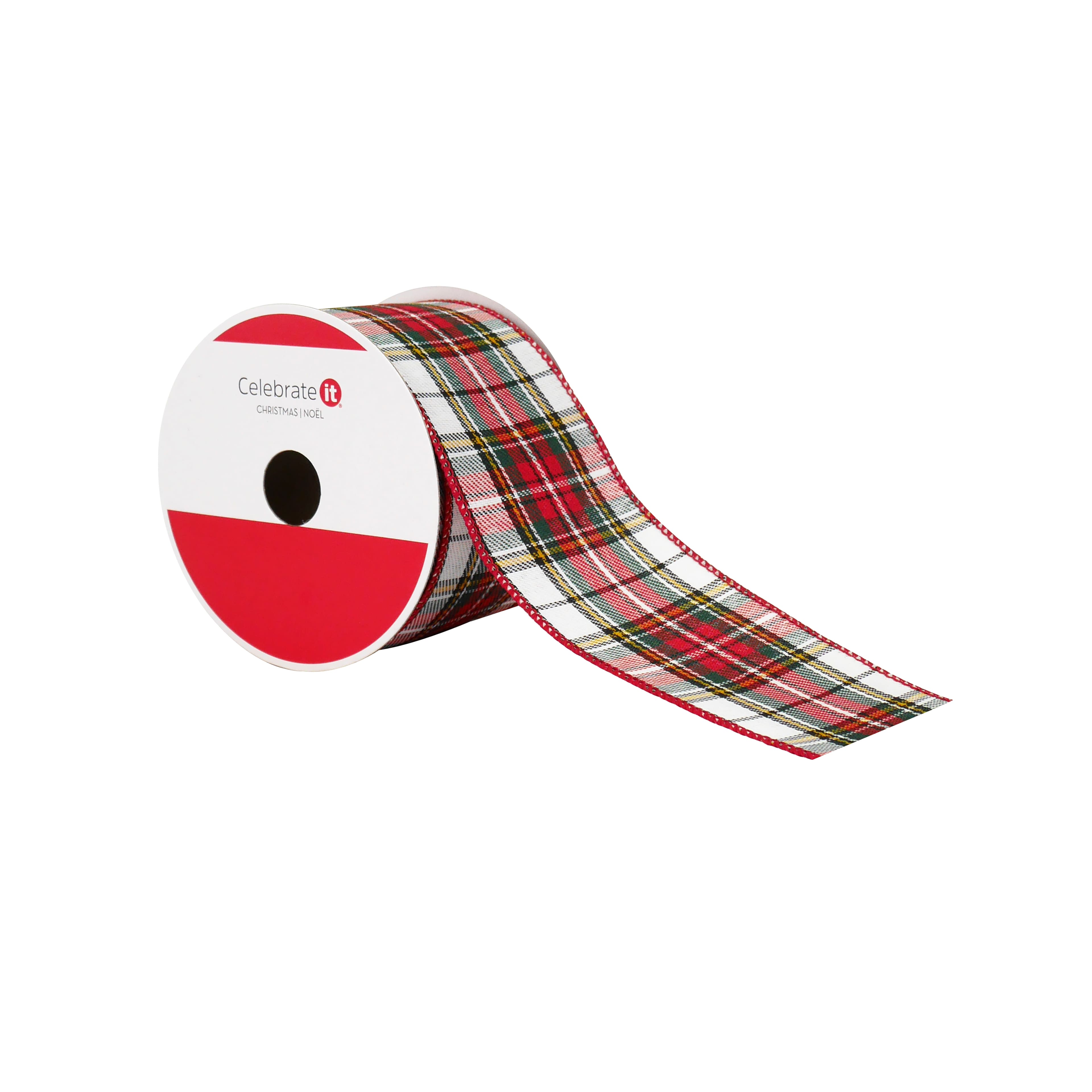 2.5&#x22; x 20ft. Red Plaid Wired Ribbon by Celebrate It&#xAE;