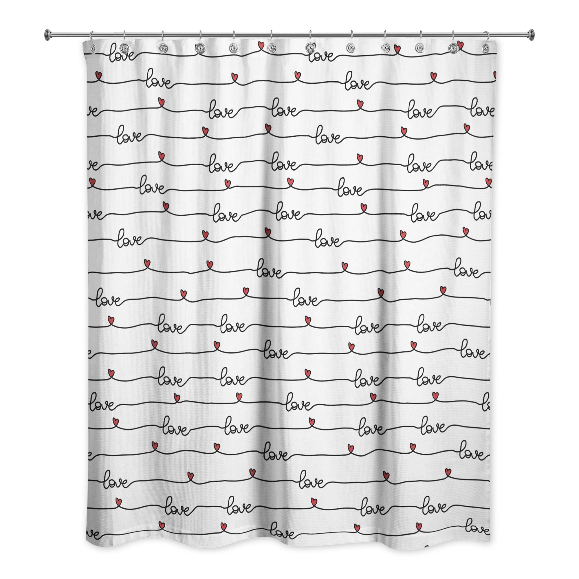 Love Script Pattern 71" x 74" Shower Curtain