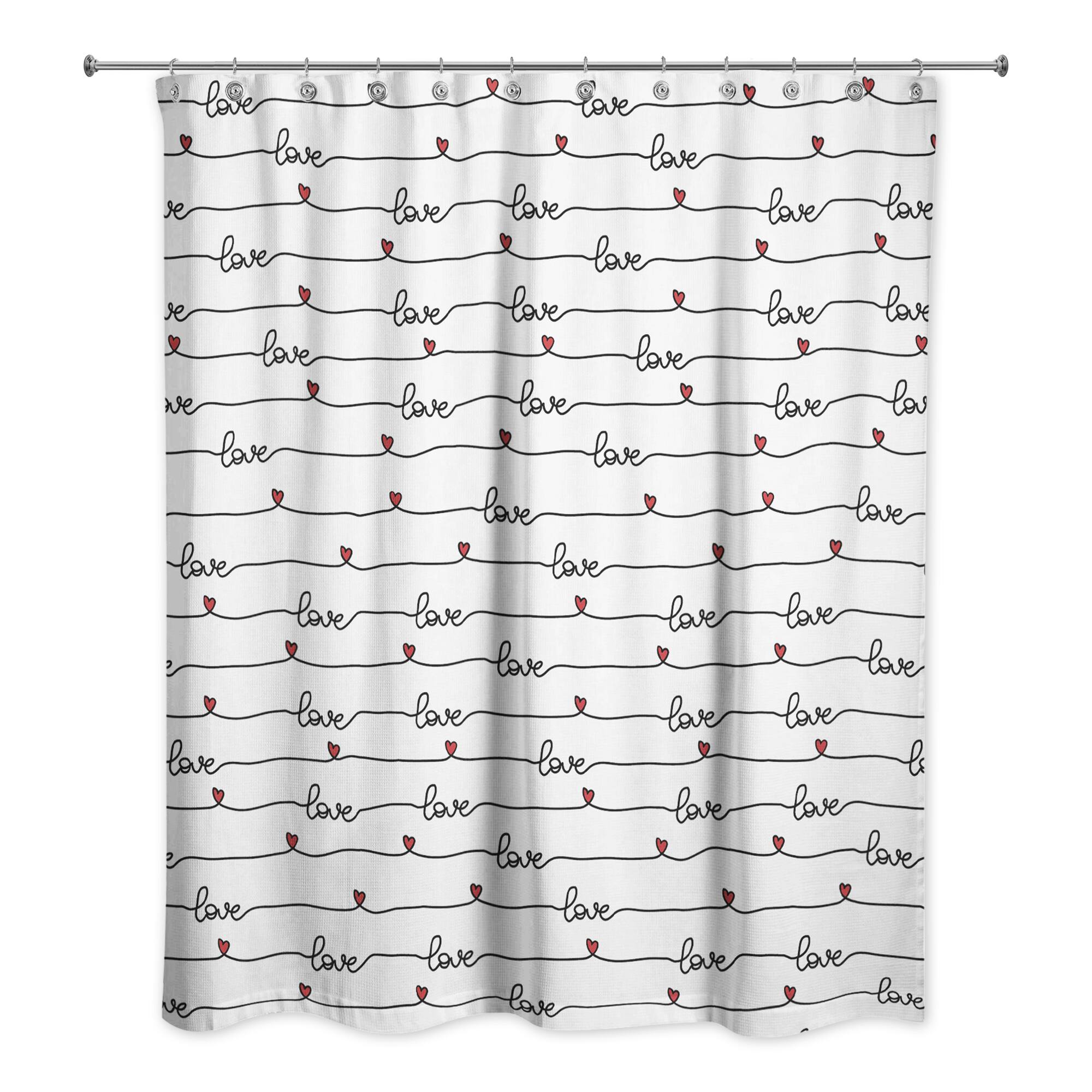 Love Script Pattern 71&#x22; x 74&#x22; Shower Curtain