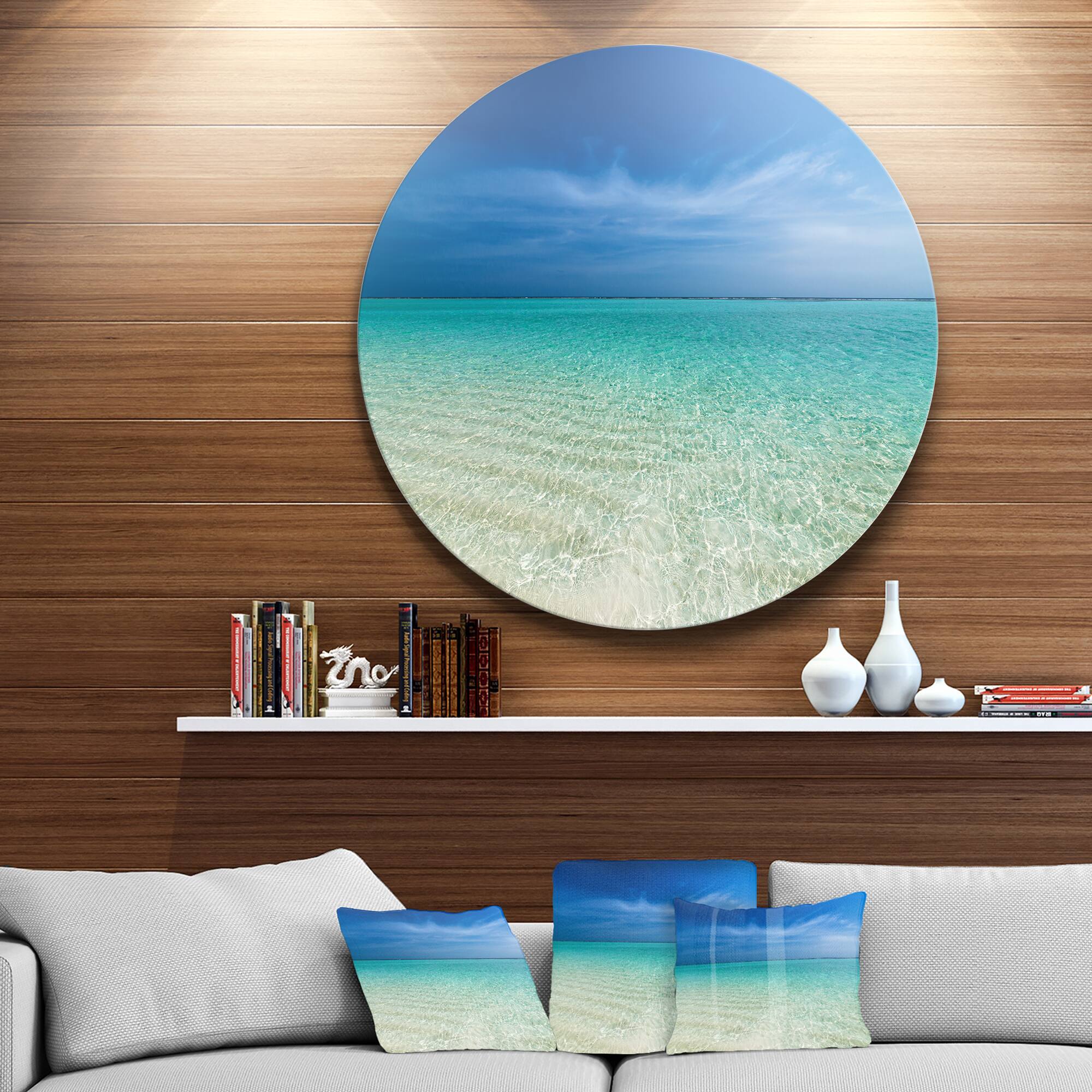 Designart - Turquoise Ocean Under Blue Sky&#x27; Seascape Metal Artwork