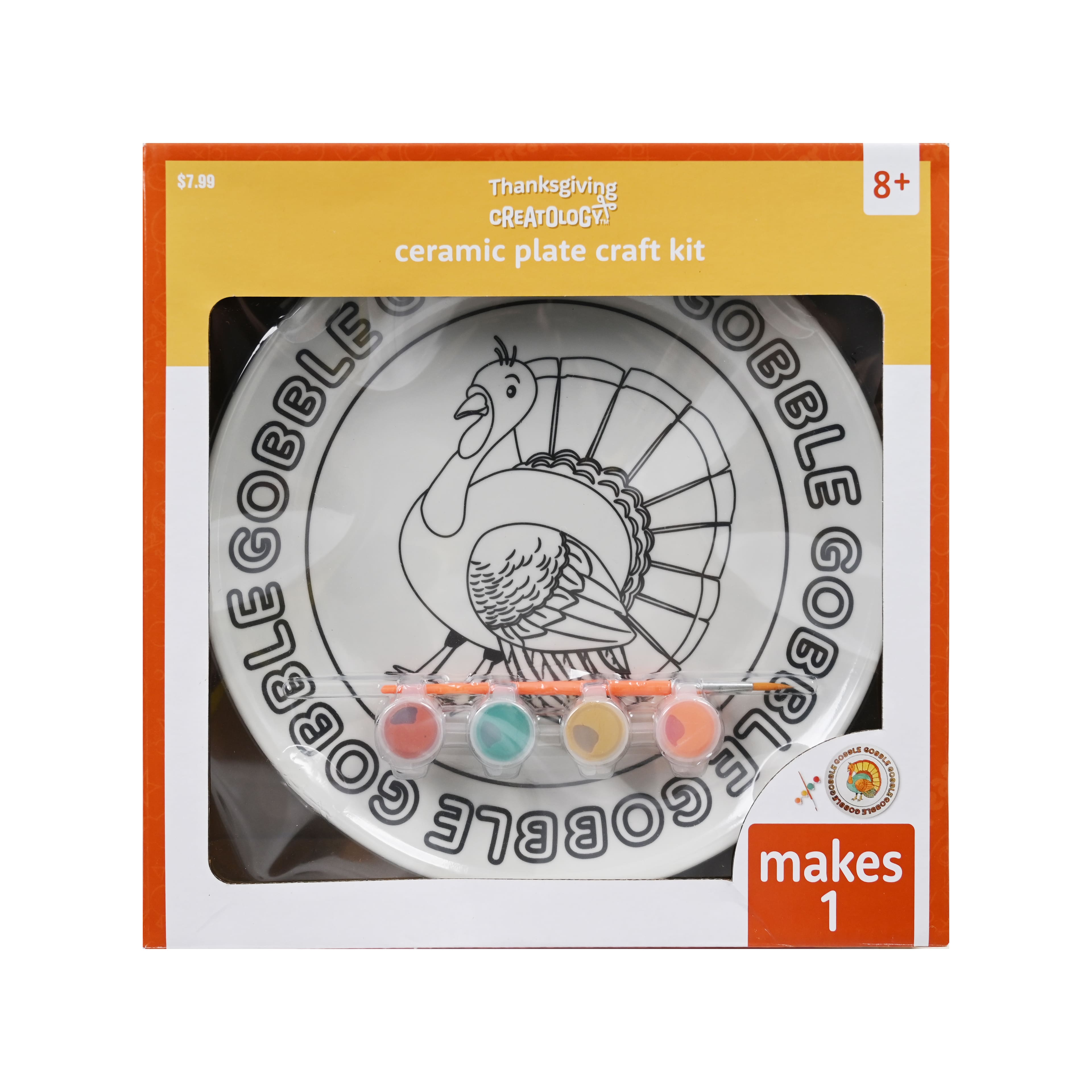 Gobble Turkey Paint Your Own Ceramic Plate Craft Kit by Creatology&#x2122;