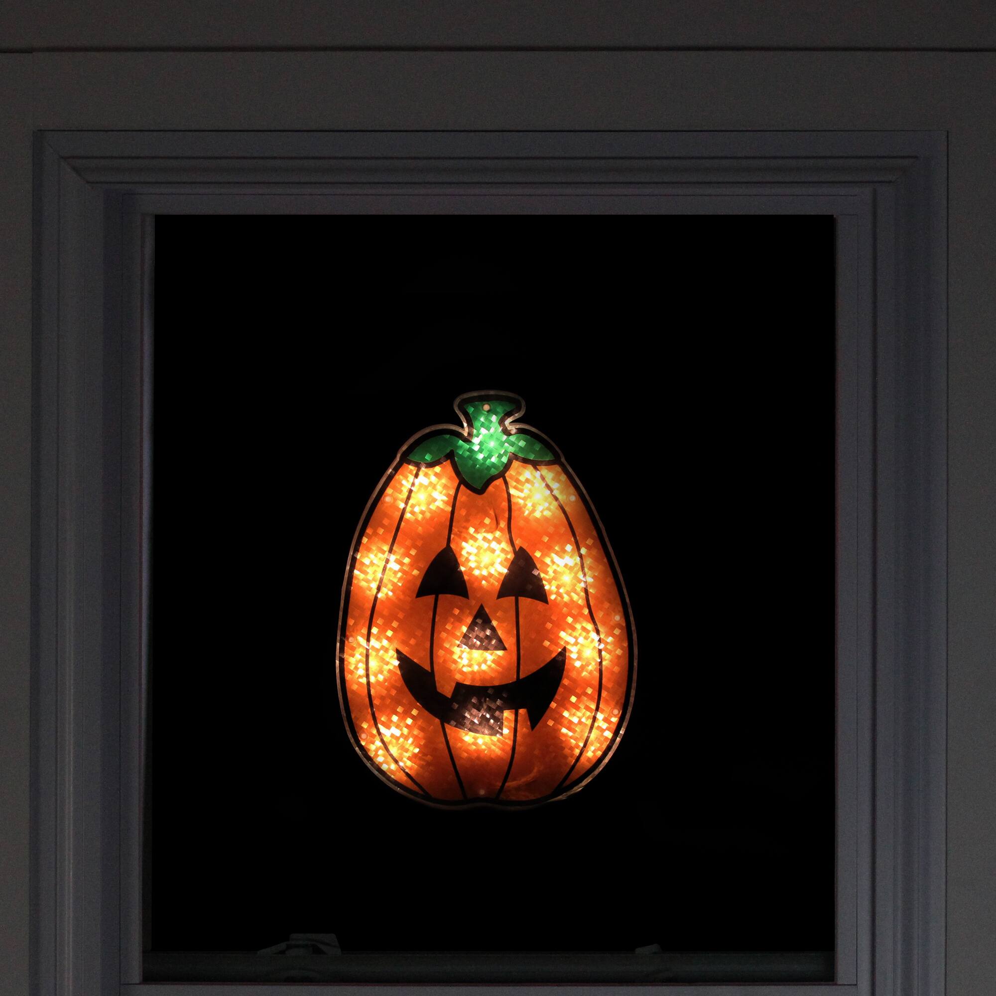 Lighted Jack-O-Lantern Halloween Window Silhouette